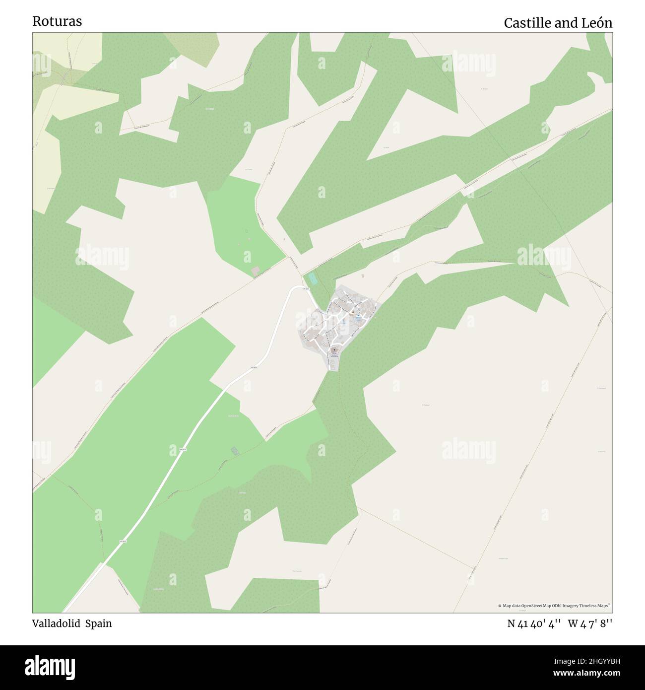 Roturas, Valladolid, Spanien, Kastilien und León, N 41 40' 4'', W 4 7' 8'', Karte, Timeless Map veröffentlicht im Jahr 2021. Reisende, Entdecker und Abenteurer wie Florence Nightingale, David Livingstone, Ernest Shackleton, Lewis and Clark und Sherlock Holmes haben sich bei der Planung von Reisen zu den entlegensten Ecken der Welt auf Karten verlassen.Timeless Maps kartiert die meisten Orte auf der Welt und zeigt die Verwirklichung großer Träume Stockfoto