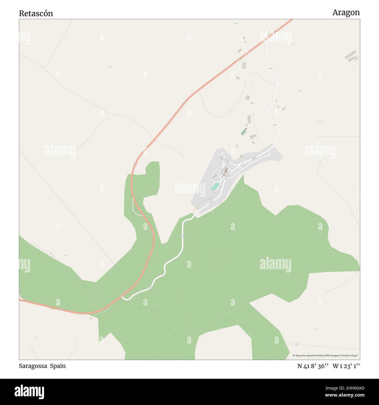 Retascón, Saragossa, Spanien, Aragon, N 41 8' 36'', W 1 23' 1'', map, Timeless Map veröffentlicht im Jahr 2021. Reisende, Entdecker und Abenteurer wie Florence Nightingale, David Livingstone, Ernest Shackleton, Lewis and Clark und Sherlock Holmes haben sich bei der Planung von Reisen zu den entlegensten Ecken der Welt auf Karten verlassen.Timeless Maps kartiert die meisten Orte auf der Welt und zeigt die Verwirklichung großer Träume Stockfoto