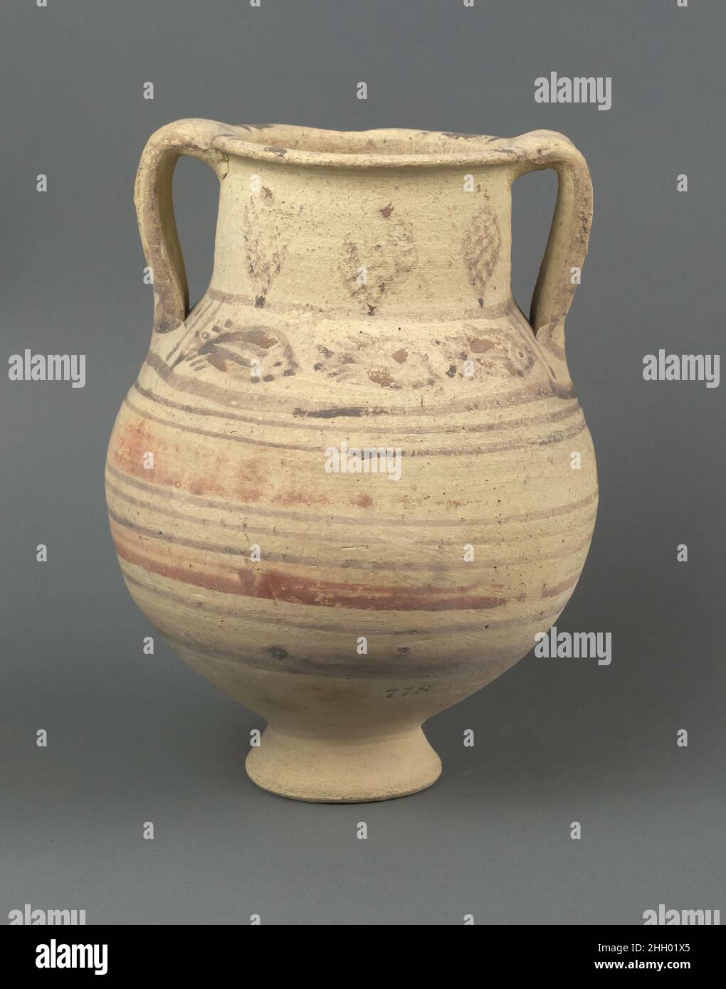 Amphora 600–480 v. Chr. zypriotische Amphora mit breitem Mund und Friese auf der Schulter. Amphore. Zypern. 600–480 V. CHR. Terrakotta. Cypro-Archaic II. Vasen Stockfoto