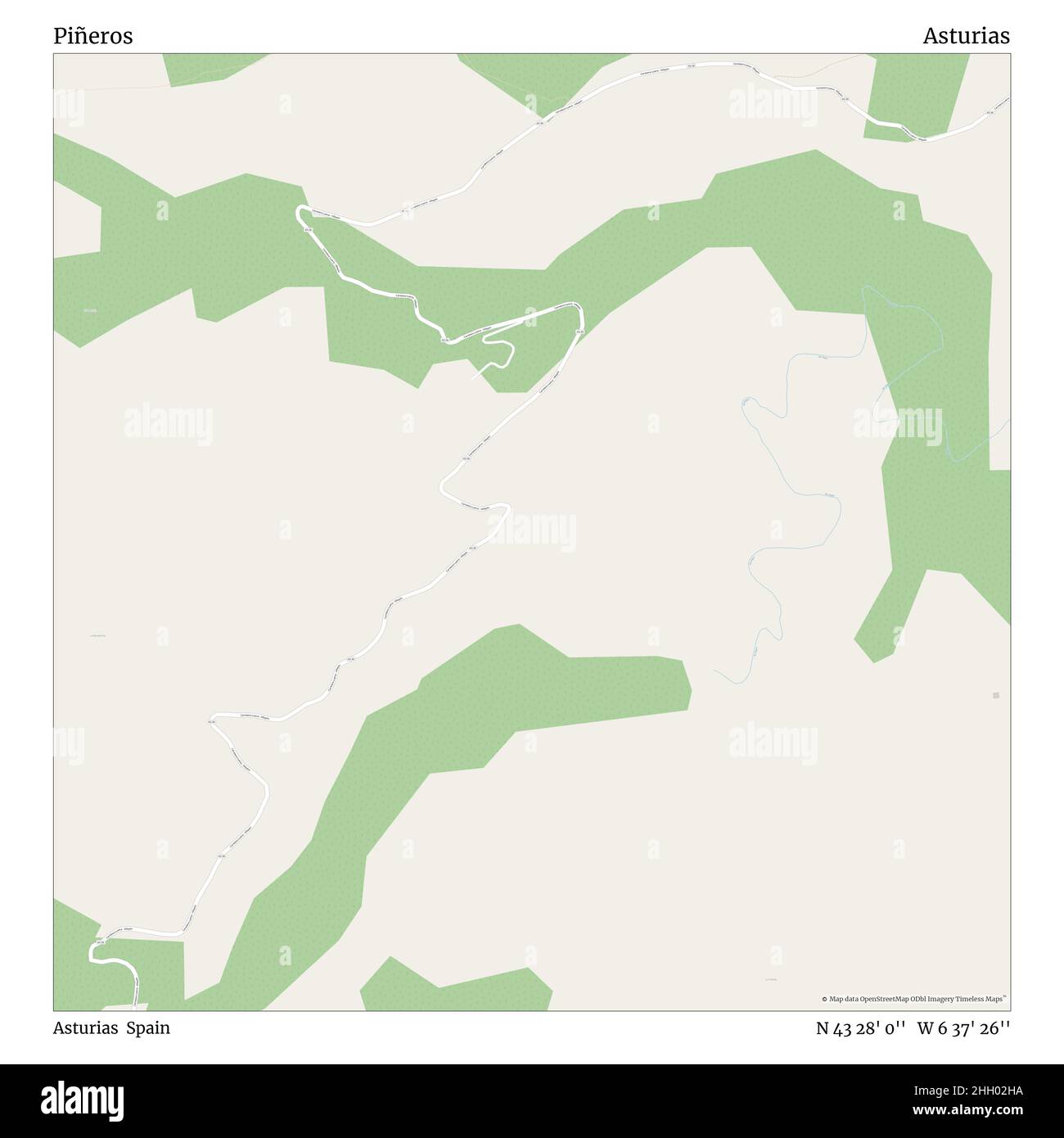 Piñeros, Asturias, Spain, Asturias, N 43 28' 0'', W 6 37' 26'', map, Timeless Map veröffentlicht im Jahr 2021. Reisende, Entdecker und Abenteurer wie Florence Nightingale, David Livingstone, Ernest Shackleton, Lewis and Clark und Sherlock Holmes haben sich bei der Planung von Reisen zu den entlegensten Ecken der Welt auf Karten verlassen.Timeless Maps kartiert die meisten Orte auf der Welt und zeigt die Verwirklichung großer Träume Stockfoto