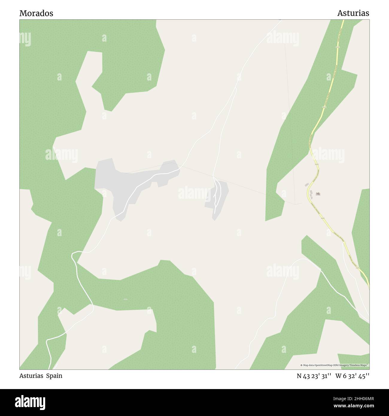 Morados, Asturien, Spanien, Asturien, N 43 23' 31'', W 6 32' 45'', map, Timeless Map veröffentlicht im Jahr 2021. Reisende, Entdecker und Abenteurer wie Florence Nightingale, David Livingstone, Ernest Shackleton, Lewis and Clark und Sherlock Holmes haben sich bei der Planung von Reisen zu den entlegensten Ecken der Welt auf Karten verlassen.Timeless Maps kartiert die meisten Orte auf der Welt und zeigt die Verwirklichung großer Träume Stockfoto