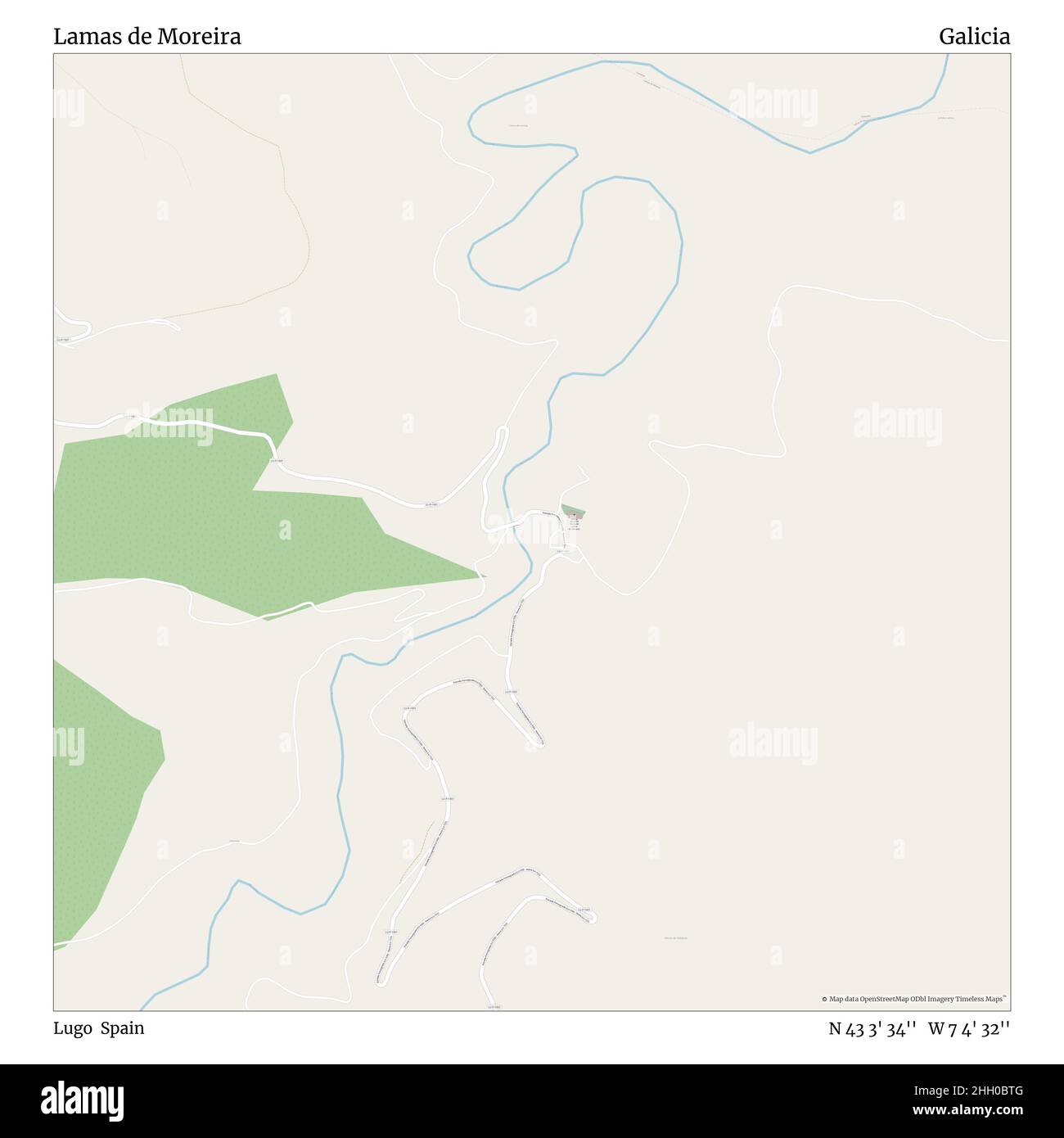 Lamas de Moreira, Lugo, Spanien, Galicien, N 43 3' 34'', W 7 4' 32'', map, Timeless Map veröffentlicht im Jahr 2021. Reisende, Entdecker und Abenteurer wie Florence Nightingale, David Livingstone, Ernest Shackleton, Lewis and Clark und Sherlock Holmes haben sich bei der Planung von Reisen zu den entlegensten Ecken der Welt auf Karten verlassen.Timeless Maps kartiert die meisten Orte auf der Welt und zeigt die Verwirklichung großer Träume Stockfoto