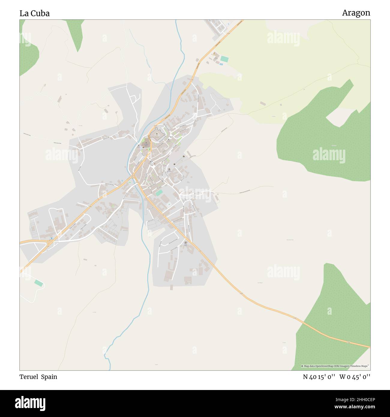 La Cuba, Teruel, Spanien, Aragon, N 40 15' 0'', W 0 45' 0'', map, Timeless Map veröffentlicht im Jahr 2021. Reisende, Entdecker und Abenteurer wie Florence Nightingale, David Livingstone, Ernest Shackleton, Lewis and Clark und Sherlock Holmes haben sich bei der Planung von Reisen zu den entlegensten Ecken der Welt auf Karten verlassen.Timeless Maps kartiert die meisten Orte auf der Welt und zeigt die Verwirklichung großer Träume Stockfoto