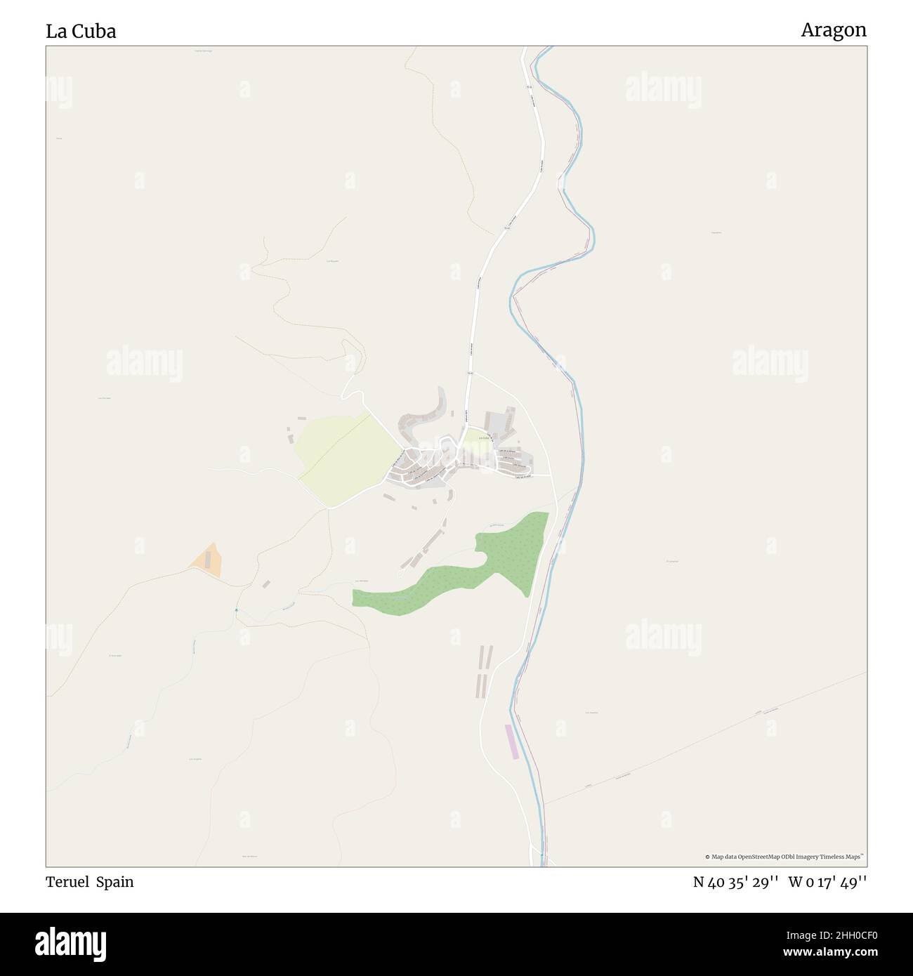 La Cuba, Teruel, Spanien, Aragon, N 40 35' 29'', W 0 17' 49'', map, Timeless Map veröffentlicht im Jahr 2021. Reisende, Entdecker und Abenteurer wie Florence Nightingale, David Livingstone, Ernest Shackleton, Lewis and Clark und Sherlock Holmes haben sich bei der Planung von Reisen zu den entlegensten Ecken der Welt auf Karten verlassen.Timeless Maps kartiert die meisten Orte auf der Welt und zeigt die Verwirklichung großer Träume Stockfoto