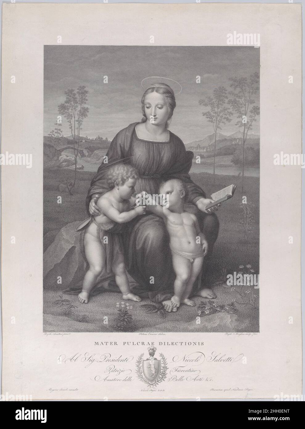 Madonna del Cardellino 1814 Raphael Morghen. Madonna del Cardellino. Raphael Morghen (Italienisch, Neapel 1758–1833 Florenz). 1814. Gravur; vierter Zustand von vier. Luigi Bardi (Italienisch, aktiv Florenz, 1814–43). Ausdrucke Stockfoto