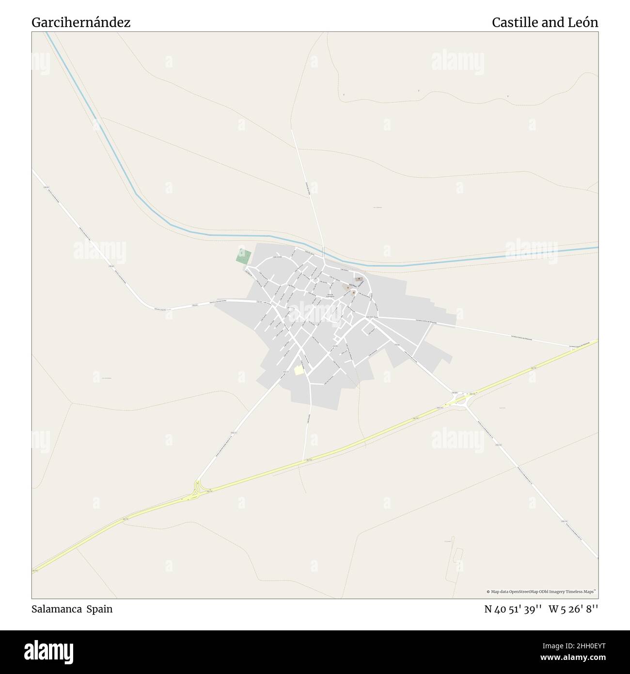 Garcihernández, Salamanca, Spanien, Kastilien und León, N 40 51' 39'', W 5 26' 8'', map, Timeless Map veröffentlicht im Jahr 2021. Reisende, Entdecker und Abenteurer wie Florence Nightingale, David Livingstone, Ernest Shackleton, Lewis and Clark und Sherlock Holmes haben sich bei der Planung von Reisen zu den entlegensten Ecken der Welt auf Karten verlassen.Timeless Maps kartiert die meisten Orte auf der Welt und zeigt die Verwirklichung großer Träume Stockfoto