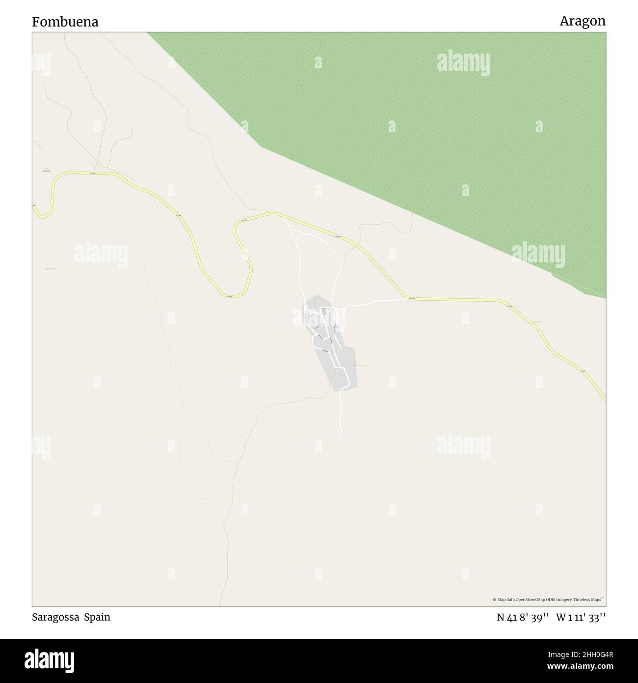 Fombuena, Saragossa, Spanien, Aragon, N 41 8' 39'', W 1 11' 33'', map, Timeless Map veröffentlicht im Jahr 2021. Reisende, Entdecker und Abenteurer wie Florence Nightingale, David Livingstone, Ernest Shackleton, Lewis and Clark und Sherlock Holmes haben sich bei der Planung von Reisen zu den entlegensten Ecken der Welt auf Karten verlassen.Timeless Maps kartiert die meisten Orte auf der Welt und zeigt die Verwirklichung großer Träume Stockfoto