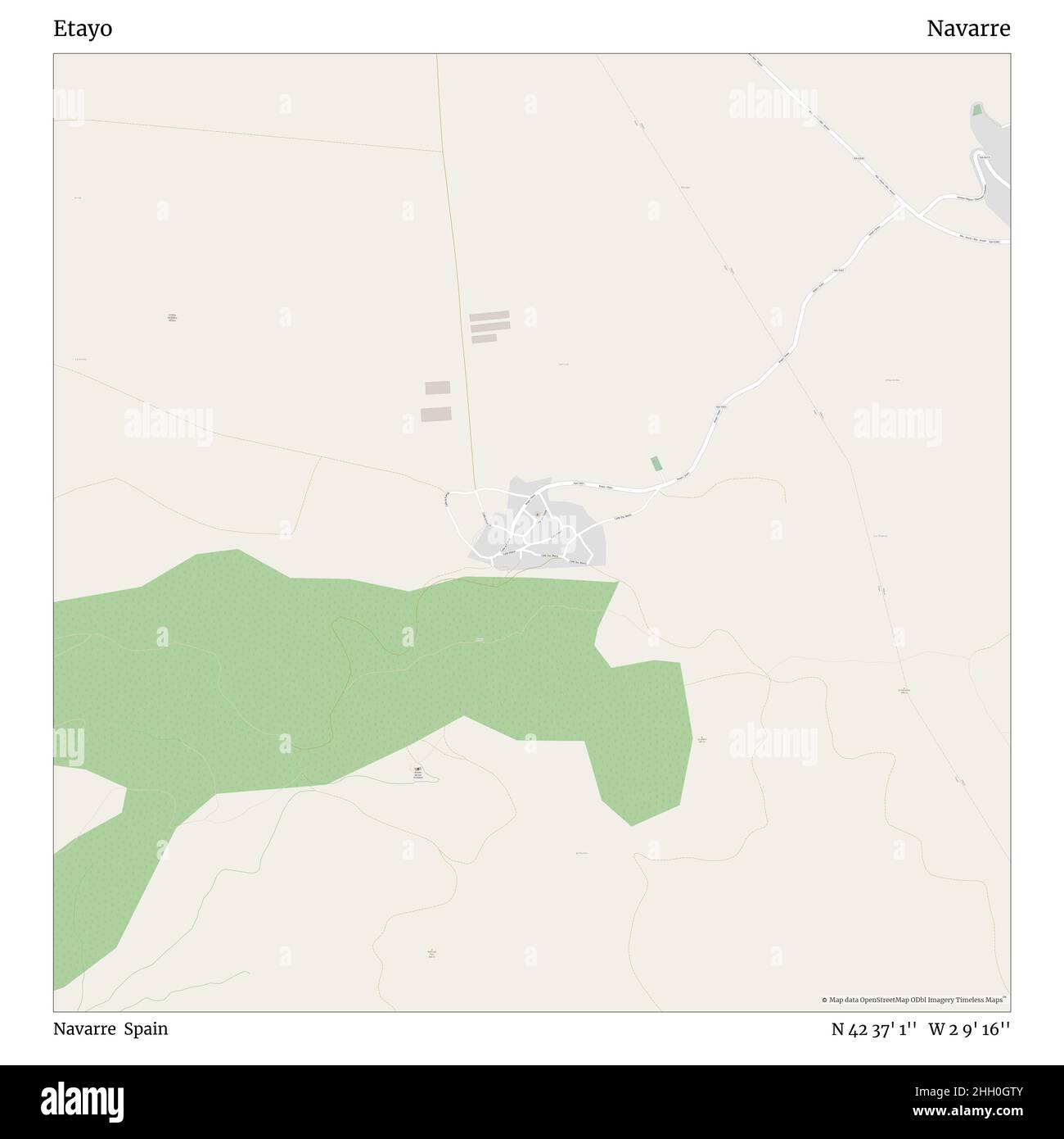 Etayo, Navarra, Spanien, Navarra, N 42 37' 1'', W 2 9' 16'', map, Timeless Map veröffentlicht im Jahr 2021. Reisende, Entdecker und Abenteurer wie Florence Nightingale, David Livingstone, Ernest Shackleton, Lewis and Clark und Sherlock Holmes haben sich bei der Planung von Reisen zu den entlegensten Ecken der Welt auf Karten verlassen.Timeless Maps kartiert die meisten Orte auf der Welt und zeigt die Verwirklichung großer Träume Stockfoto