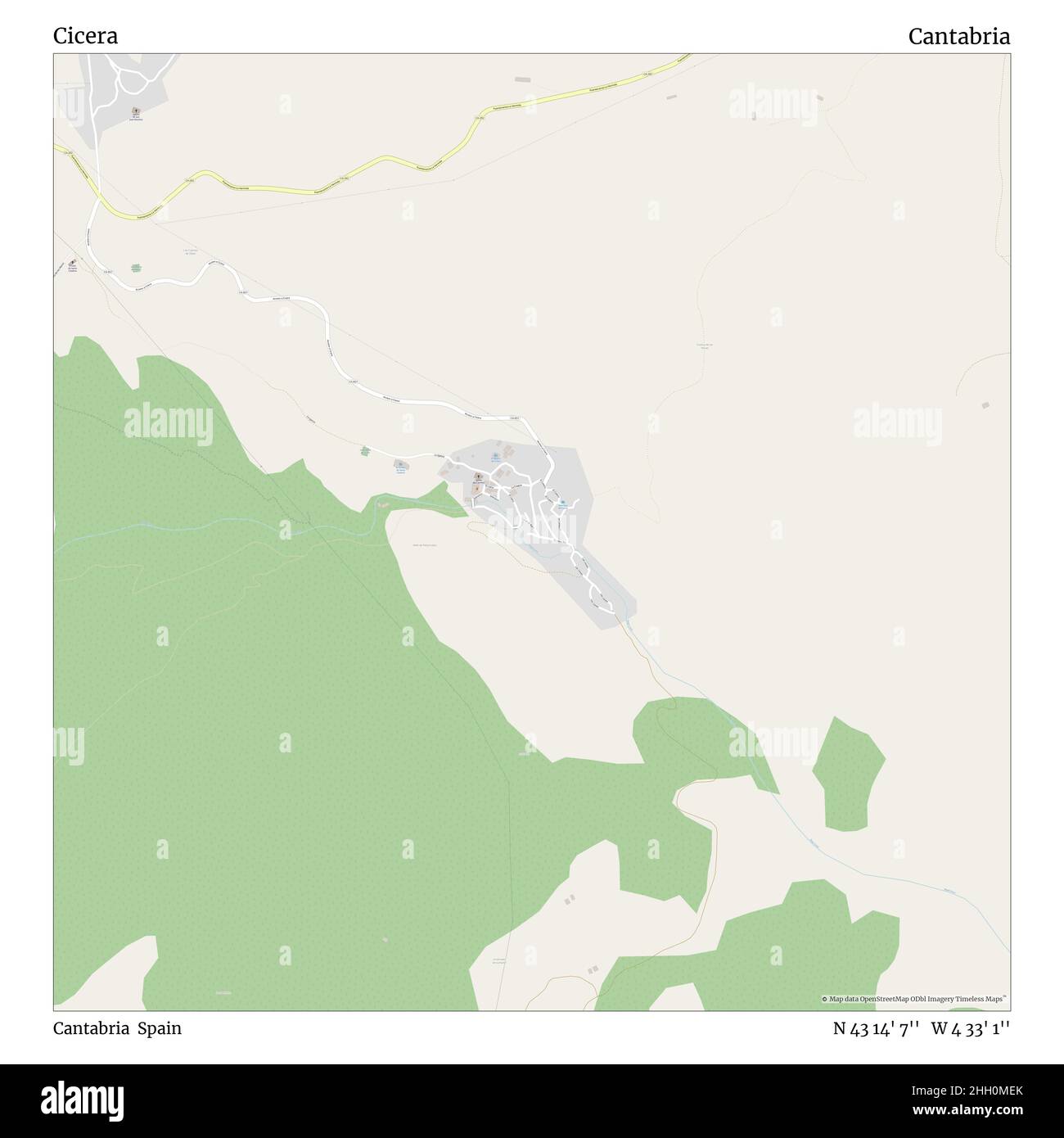 Cicera, Kantabrien, Spanien, Kantabrien, N 43 14' 7'', W 4 33' 1'', map, Timeless Map veröffentlicht im Jahr 2021. Reisende, Entdecker und Abenteurer wie Florence Nightingale, David Livingstone, Ernest Shackleton, Lewis and Clark und Sherlock Holmes haben sich bei der Planung von Reisen zu den entlegensten Ecken der Welt auf Karten verlassen.Timeless Maps kartiert die meisten Orte auf der Welt und zeigt die Verwirklichung großer Träume Stockfoto