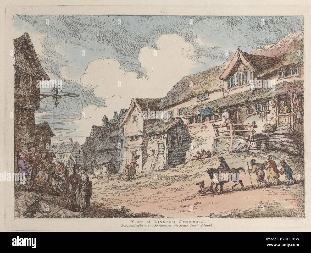 Ansicht von Liskard, Cornwall, aus 'Views in Cornwall' 12. April 1812 Thomas Rowlandson. Blick auf Liskard, Cornwall, von 'Views in Cornwall'. „Aussicht in Cornwall“. 12. April 1812. Handkolorierte Radierung. Ausdrucke Stockfoto