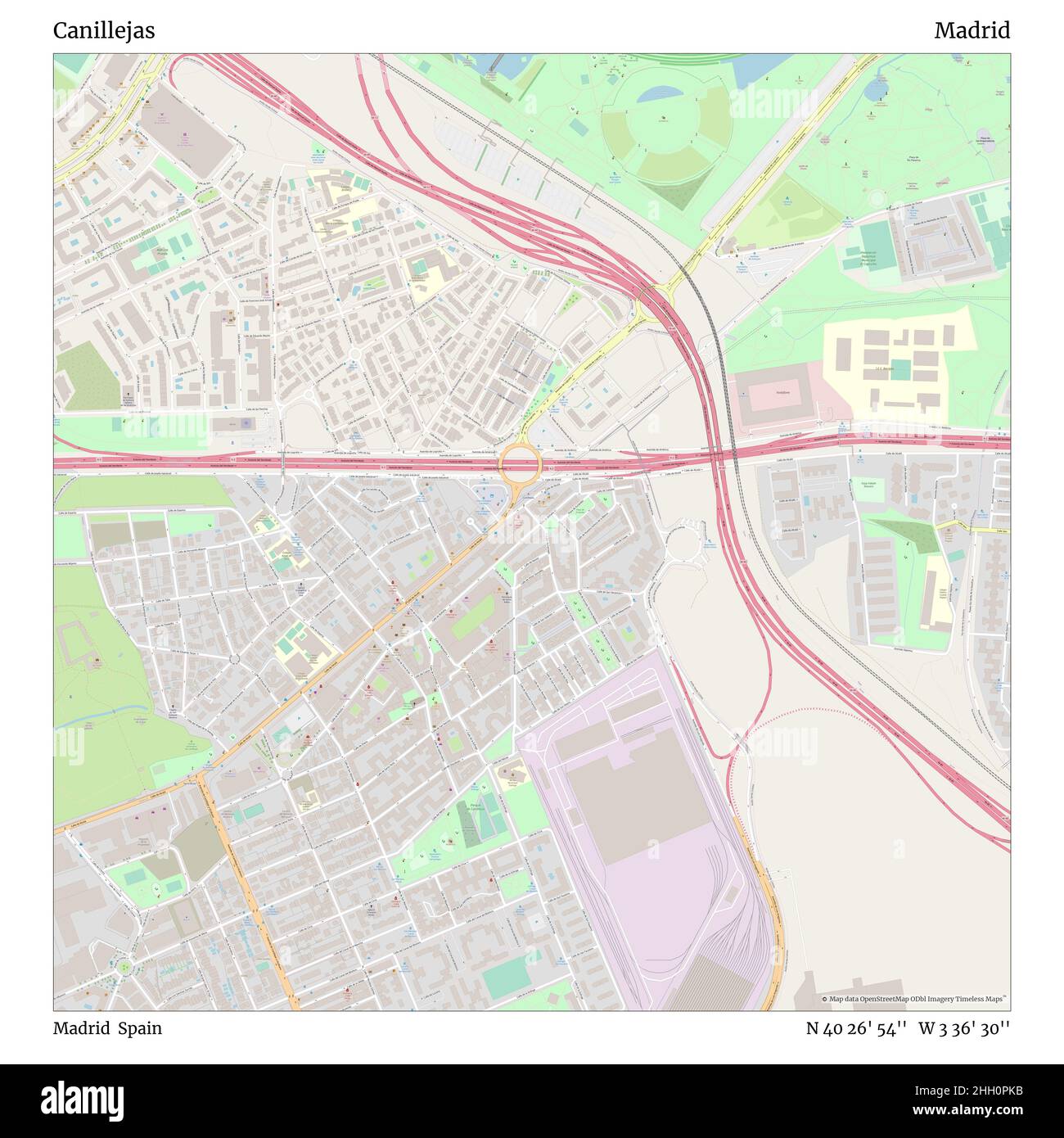 Canillejas, Madrid, Spanien, Madrid, N 40 26' 54'', W 3 36' 30'', map, Timeless Map veröffentlicht im Jahr 2021. Reisende, Entdecker und Abenteurer wie Florence Nightingale, David Livingstone, Ernest Shackleton, Lewis and Clark und Sherlock Holmes haben sich bei der Planung von Reisen zu den entlegensten Ecken der Welt auf Karten verlassen.Timeless Maps kartiert die meisten Orte auf der Welt und zeigt die Verwirklichung großer Träume Stockfoto