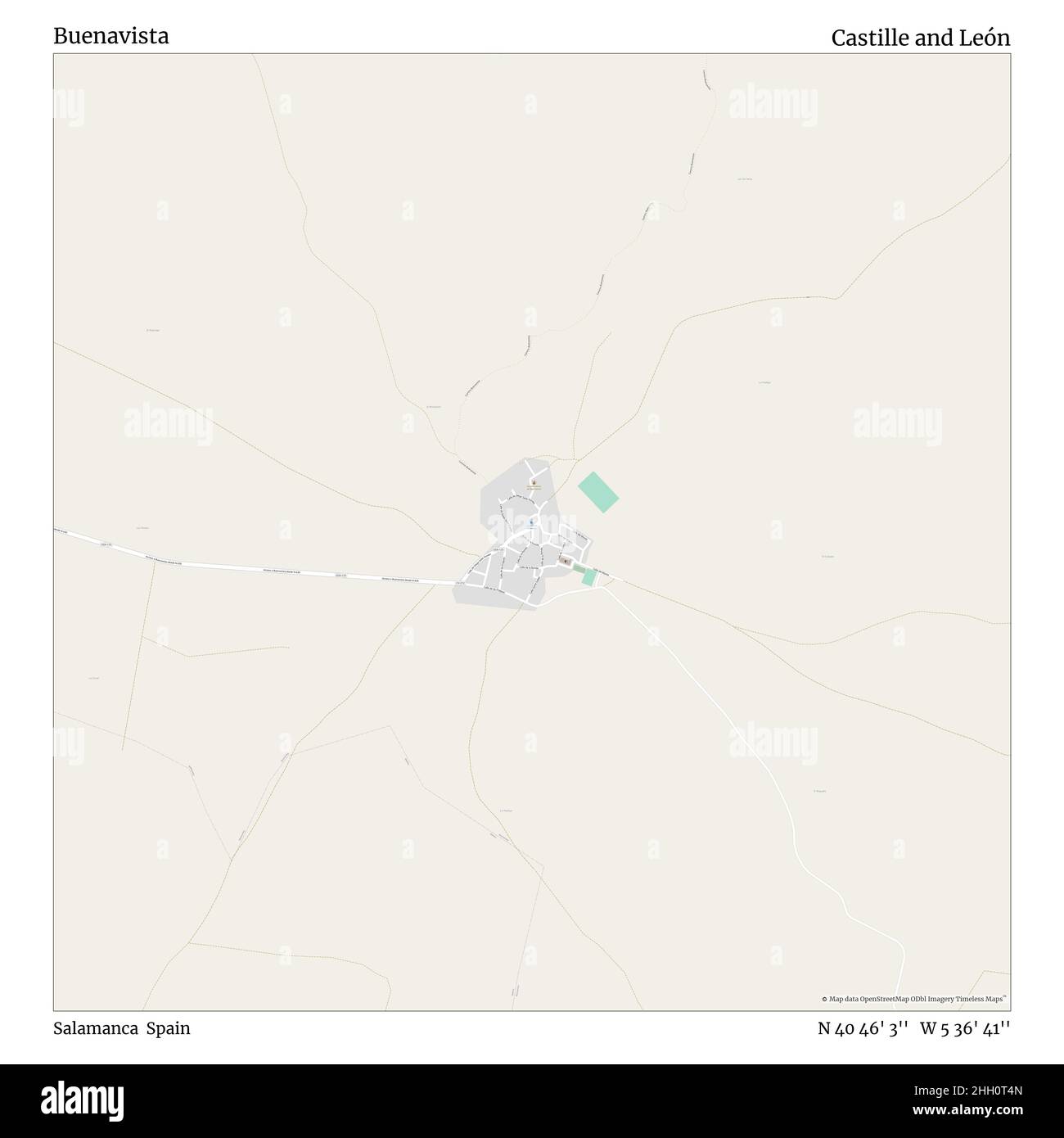 Buenavista, Salamanca, Spanien, Kastilien und León, N 40 46' 3'', W 5 36' 41'', map, Timeless Map veröffentlicht im Jahr 2021. Reisende, Entdecker und Abenteurer wie Florence Nightingale, David Livingstone, Ernest Shackleton, Lewis and Clark und Sherlock Holmes haben sich bei der Planung von Reisen zu den entlegensten Ecken der Welt auf Karten verlassen.Timeless Maps kartiert die meisten Orte auf der Welt und zeigt die Verwirklichung großer Träume Stockfoto