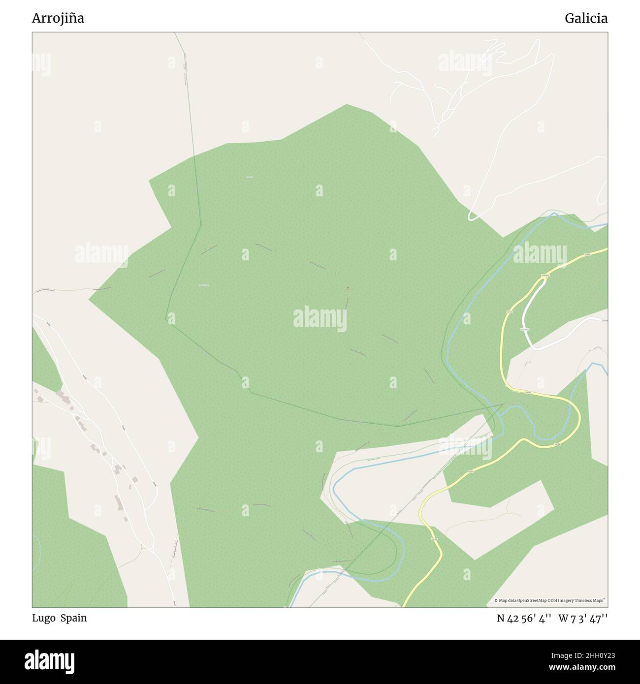 Arrojiña, Lugo, Spanien, Galicien, N 42 56' 4'', W 7 3' 47'', map, Timeless Map veröffentlicht im Jahr 2021. Reisende, Entdecker und Abenteurer wie Florence Nightingale, David Livingstone, Ernest Shackleton, Lewis and Clark und Sherlock Holmes haben sich bei der Planung von Reisen zu den entlegensten Ecken der Welt auf Karten verlassen.Timeless Maps kartiert die meisten Orte auf der Welt und zeigt die Verwirklichung großer Träume Stockfoto