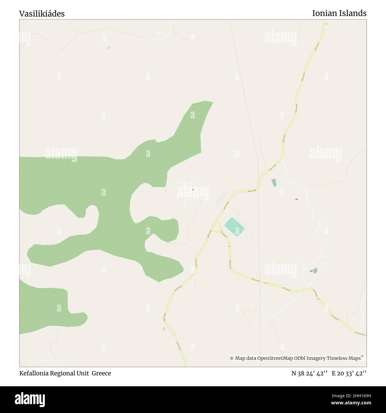 Vasilikiádes, Regionaleinheit Kefallonia, Griechenland, Ionische Inseln, N 38 24' 42'', E 20 33' 42'', Karte, Timeless Map veröffentlicht im Jahr 2021. Reisende, Entdecker und Abenteurer wie Florence Nightingale, David Livingstone, Ernest Shackleton, Lewis and Clark und Sherlock Holmes haben sich bei der Planung von Reisen zu den entlegensten Ecken der Welt auf Karten verlassen.Timeless Maps kartiert die meisten Orte auf der Welt und zeigt die Verwirklichung großer Träume Stockfoto