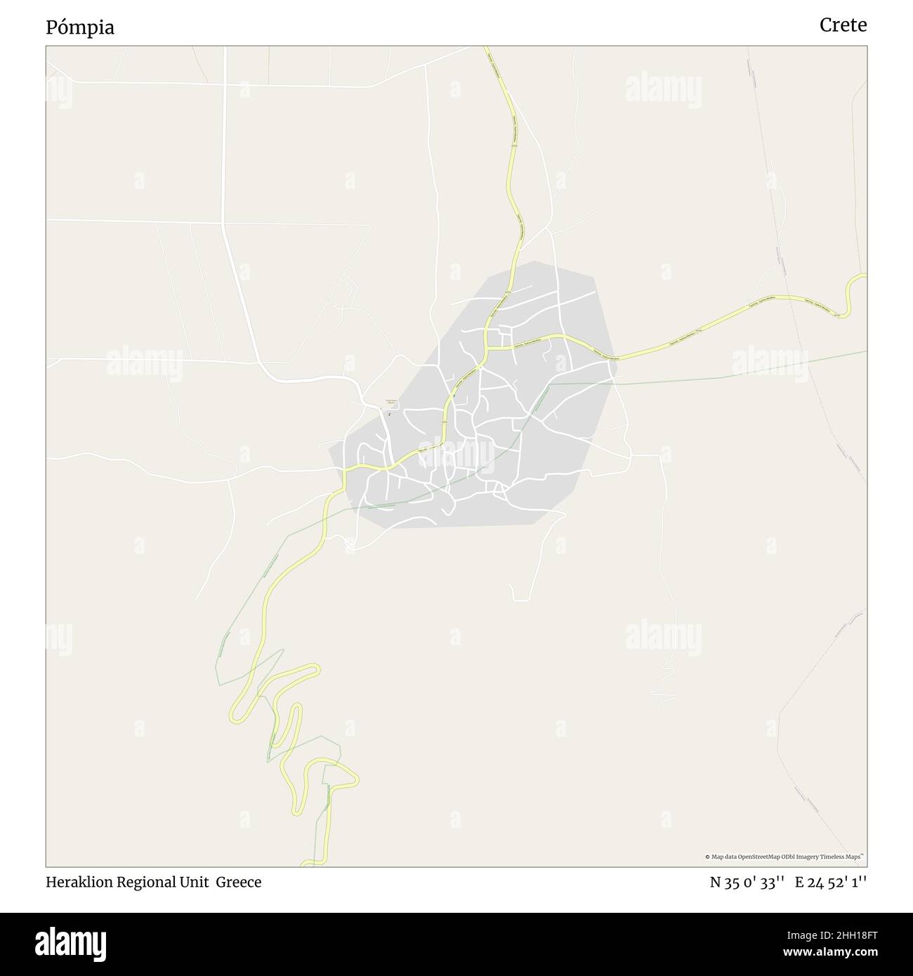 Pómpia, Heraklion Regional Unit, Greece, Crete, N 35 0' 33'', E 24 52' 1'', map, Timeless Map veröffentlicht im Jahr 2021. Reisende, Entdecker und Abenteurer wie Florence Nightingale, David Livingstone, Ernest Shackleton, Lewis and Clark und Sherlock Holmes haben sich bei der Planung von Reisen zu den entlegensten Ecken der Welt auf Karten verlassen.Timeless Maps kartiert die meisten Orte auf der Welt und zeigt die Verwirklichung großer Träume Stockfoto