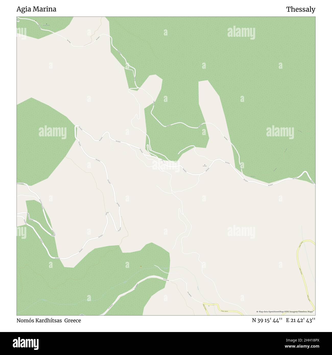 Agia Marina, Nomós Kardhítsas, Greece, Thessaly, N 39 15' 44'', E 21 42' 43'', map, Timeless Map veröffentlicht im Jahr 2021. Reisende, Entdecker und Abenteurer wie Florence Nightingale, David Livingstone, Ernest Shackleton, Lewis and Clark und Sherlock Holmes haben sich bei der Planung von Reisen zu den entlegensten Ecken der Welt auf Karten verlassen.Timeless Maps kartiert die meisten Orte auf der Welt und zeigt die Verwirklichung großer Träume Stockfoto