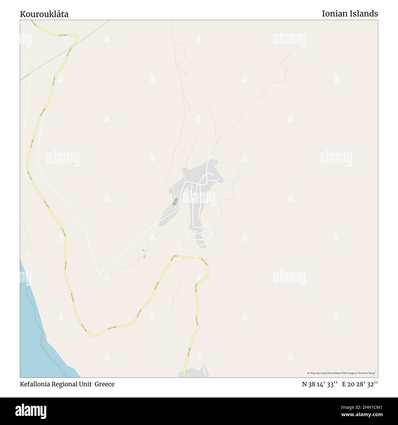 Kouroukláta, Regionaleinheit Kefallonia, Griechenland, Ionische Inseln, N 38 14' 33'', E 20 28' 32'', Karte, Timeless Map veröffentlicht im Jahr 2021. Reisende, Entdecker und Abenteurer wie Florence Nightingale, David Livingstone, Ernest Shackleton, Lewis and Clark und Sherlock Holmes haben sich bei der Planung von Reisen zu den entlegensten Ecken der Welt auf Karten verlassen.Timeless Maps kartiert die meisten Orte auf der Welt und zeigt die Verwirklichung großer Träume Stockfoto
