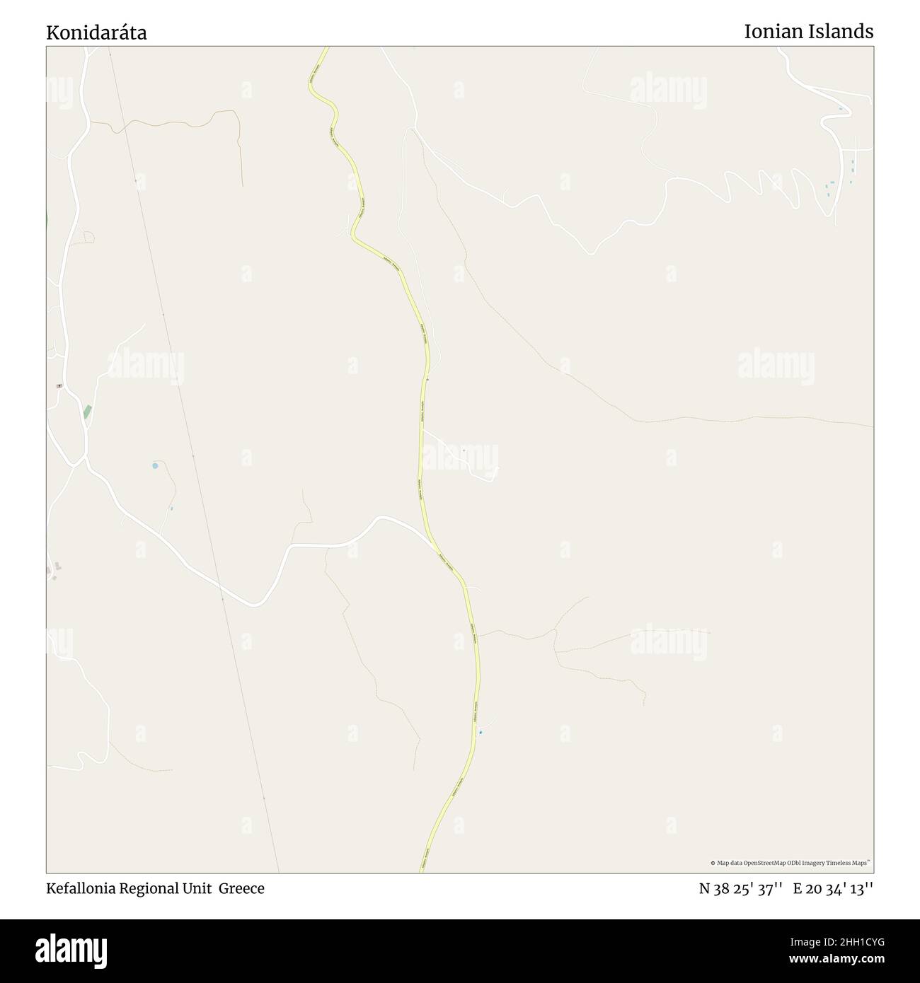 Konidaráta, Regionaleinheit Kefallonia, Griechenland, Ionische Inseln, N 38 25' 37'', E 20 34' 13'', Karte, Timeless Map veröffentlicht im Jahr 2021. Reisende, Entdecker und Abenteurer wie Florence Nightingale, David Livingstone, Ernest Shackleton, Lewis and Clark und Sherlock Holmes haben sich bei der Planung von Reisen zu den entlegensten Ecken der Welt auf Karten verlassen.Timeless Maps kartiert die meisten Orte auf der Welt und zeigt die Verwirklichung großer Träume Stockfoto