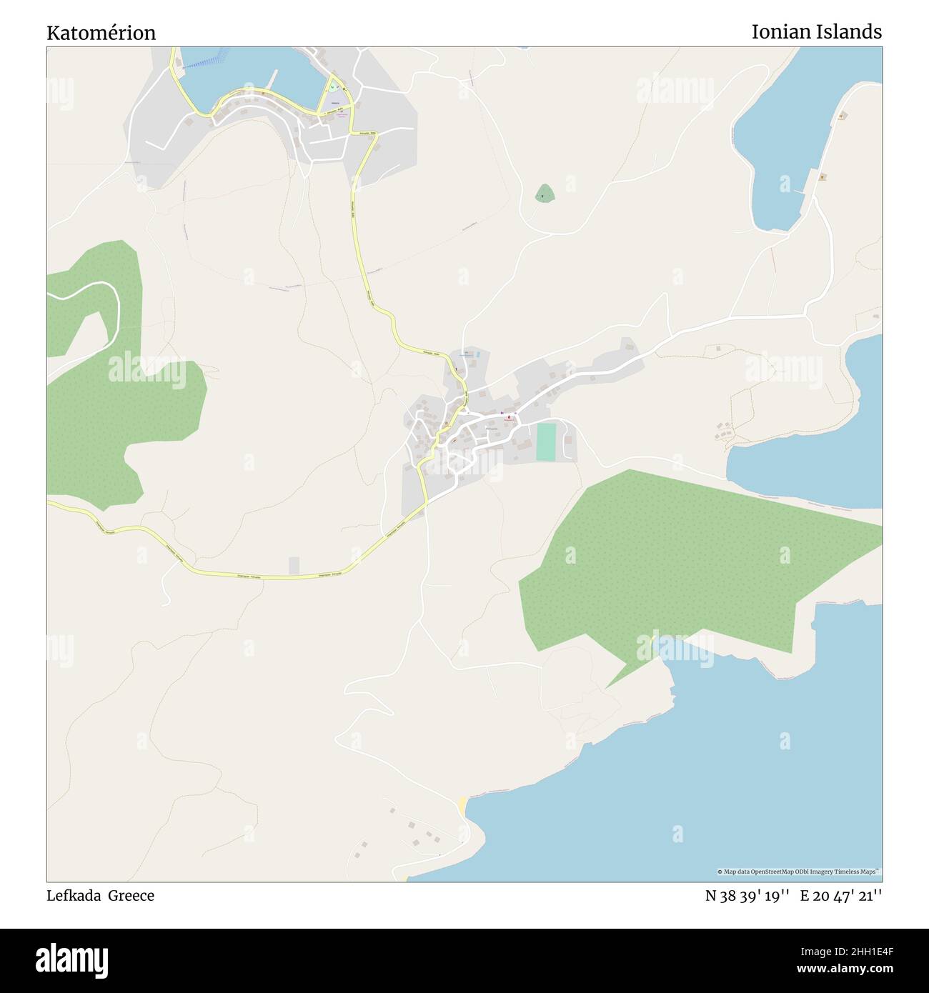 Katomérion, Lefkada, Griechenland, Ionische Inseln, N 38 39' 19'', E 20 47' 21'', map, Timeless Map veröffentlicht im Jahr 2021. Reisende, Entdecker und Abenteurer wie Florence Nightingale, David Livingstone, Ernest Shackleton, Lewis and Clark und Sherlock Holmes haben sich bei der Planung von Reisen zu den entlegensten Ecken der Welt auf Karten verlassen.Timeless Maps kartiert die meisten Orte auf der Welt und zeigt die Verwirklichung großer Träume Stockfoto