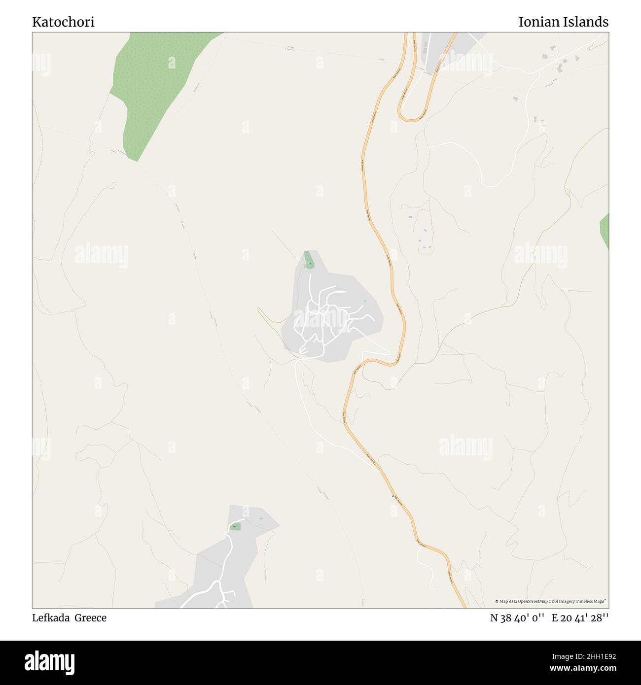 Katochori, Lefkada, Griechenland, Ionische Inseln, N 38 40' 0'', E 20 41' 28'', map, Timeless Map veröffentlicht im Jahr 2021. Reisende, Entdecker und Abenteurer wie Florence Nightingale, David Livingstone, Ernest Shackleton, Lewis and Clark und Sherlock Holmes haben sich bei der Planung von Reisen zu den entlegensten Ecken der Welt auf Karten verlassen.Timeless Maps kartiert die meisten Orte auf der Welt und zeigt die Verwirklichung großer Träume Stockfoto