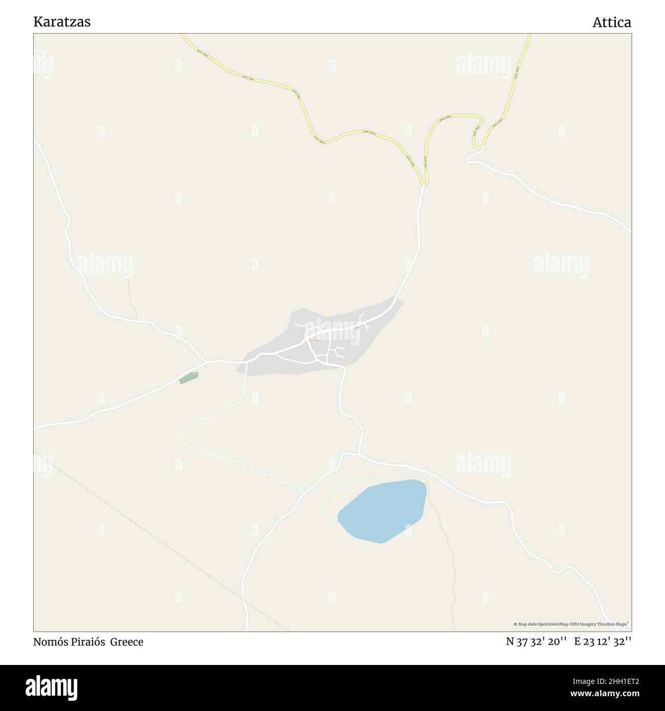 Caratzas, Nomós Piraiós, Greece, Attica, N 37 32' 20'', E 23 12' 32'', map, Timeless Map veröffentlicht im Jahr 2021. Reisende, Entdecker und Abenteurer wie Florence Nightingale, David Livingstone, Ernest Shackleton, Lewis and Clark und Sherlock Holmes haben sich bei der Planung von Reisen zu den entlegensten Ecken der Welt auf Karten verlassen.Timeless Maps kartiert die meisten Orte auf der Welt und zeigt die Verwirklichung großer Träume Stockfoto