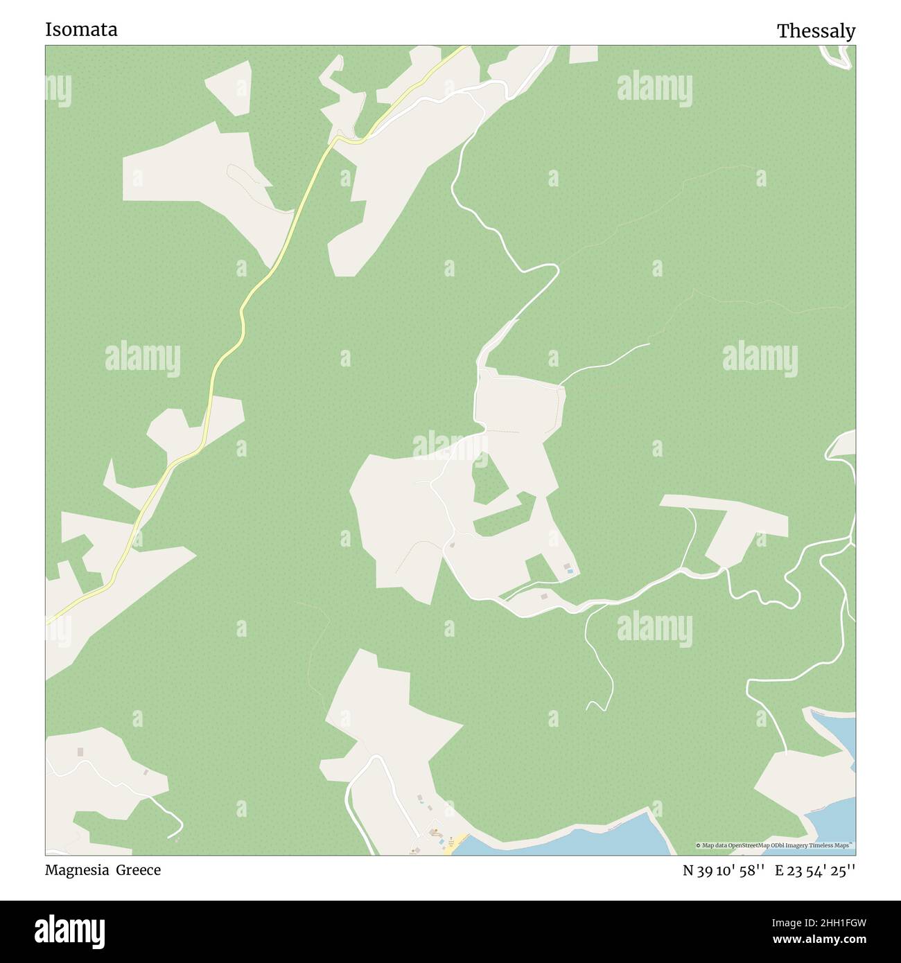 Isomata, Magnesia, Greece, Thessaly, N 39 10' 58'', E 23 54' 25'', map, Timeless Map veröffentlicht im Jahr 2021. Reisende, Entdecker und Abenteurer wie Florence Nightingale, David Livingstone, Ernest Shackleton, Lewis and Clark und Sherlock Holmes haben sich bei der Planung von Reisen zu den entlegensten Ecken der Welt auf Karten verlassen.Timeless Maps kartiert die meisten Orte auf der Welt und zeigt die Verwirklichung großer Träume Stockfoto