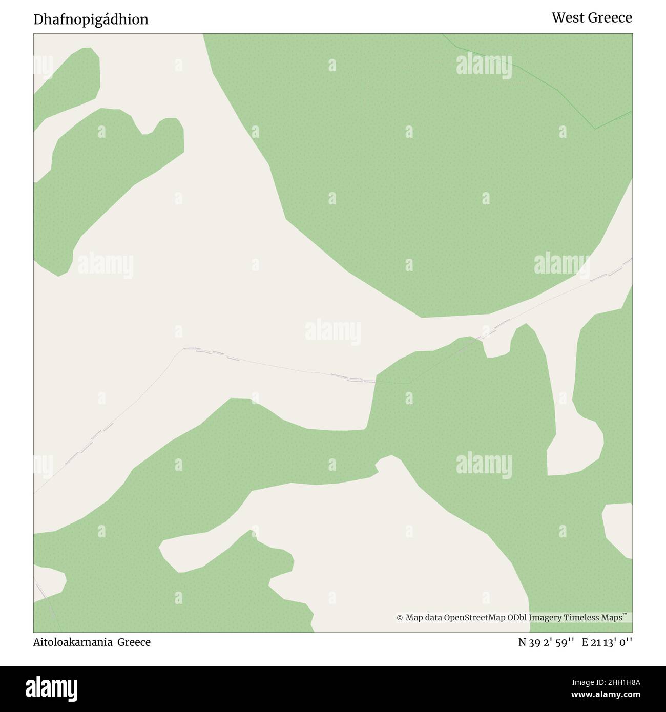 Dhafnopigádhion, Aitoloakarnania, Griechenland, Westgriechenland, N 39 2' 59'', E 21 13' 0'', map, Timeless Map veröffentlicht im Jahr 2021. Reisende, Entdecker und Abenteurer wie Florence Nightingale, David Livingstone, Ernest Shackleton, Lewis and Clark und Sherlock Holmes haben sich bei der Planung von Reisen zu den entlegensten Ecken der Welt auf Karten verlassen.Timeless Maps kartiert die meisten Orte auf der Welt und zeigt die Verwirklichung großer Träume Stockfoto