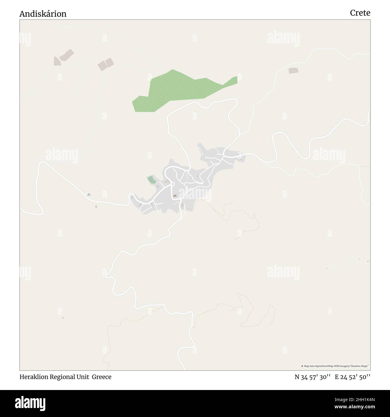 Andiskárion, Heraklion Regional Unit, Greece, Crete, N 34 57' 30'', E 24 52' 50'', map, Timeless Map veröffentlicht im Jahr 2021. Reisende, Entdecker und Abenteurer wie Florence Nightingale, David Livingstone, Ernest Shackleton, Lewis and Clark und Sherlock Holmes haben sich bei der Planung von Reisen zu den entlegensten Ecken der Welt auf Karten verlassen.Timeless Maps kartiert die meisten Orte auf der Welt und zeigt die Verwirklichung großer Träume Stockfoto