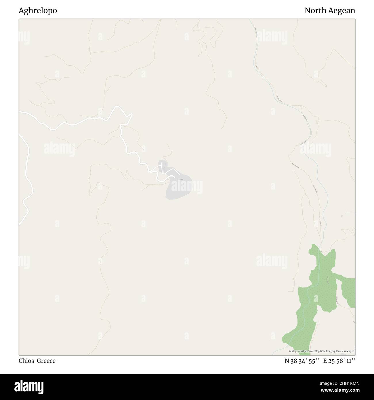 Aghrelopo, Chios, Griechenland, Nord-Ägäis, N 38 34' 55'', E 25 58' 11'', map, Timeless Map veröffentlicht im Jahr 2021. Reisende, Entdecker und Abenteurer wie Florence Nightingale, David Livingstone, Ernest Shackleton, Lewis and Clark und Sherlock Holmes haben sich bei der Planung von Reisen zu den entlegensten Ecken der Welt auf Karten verlassen.Timeless Maps kartiert die meisten Orte auf der Welt und zeigt die Verwirklichung großer Träume Stockfoto