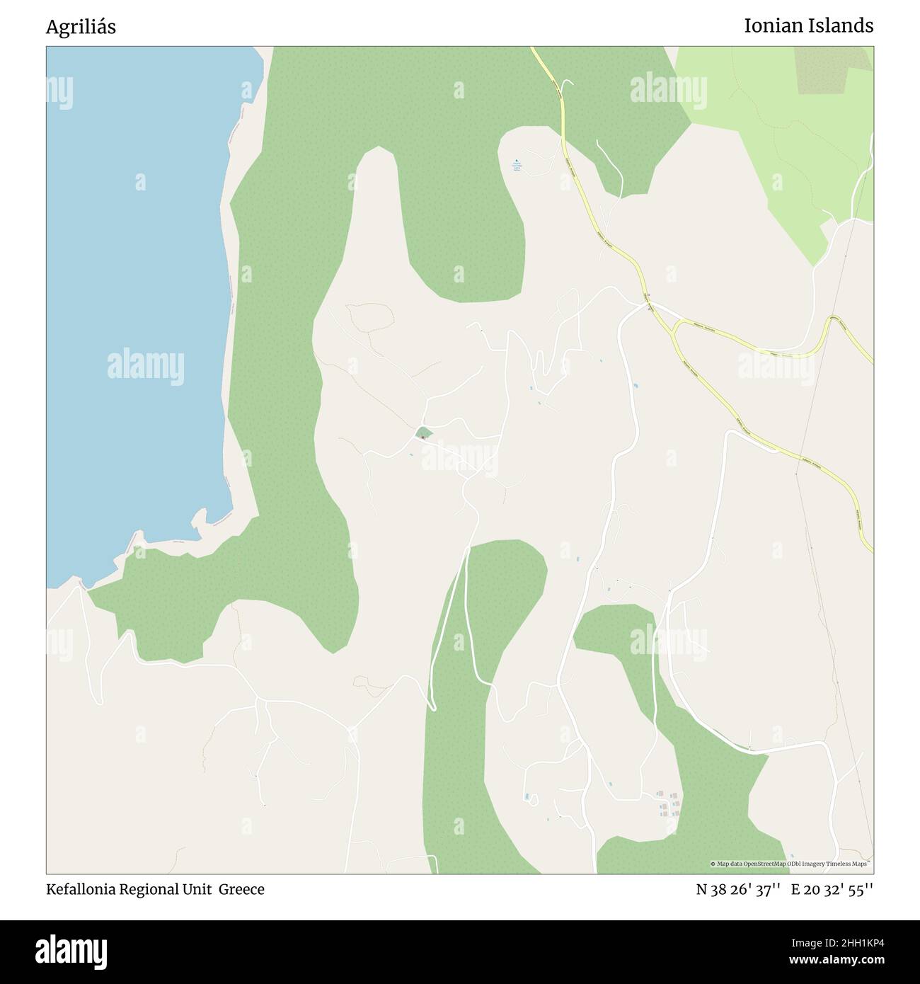 Agriliás, Regionaleinheit Kefallonia, Griechenland, Ionische Inseln, N 38 26' 37'', E 20 32' 55'', Karte, Timeless Map veröffentlicht im Jahr 2021. Reisende, Entdecker und Abenteurer wie Florence Nightingale, David Livingstone, Ernest Shackleton, Lewis and Clark und Sherlock Holmes haben sich bei der Planung von Reisen zu den entlegensten Ecken der Welt auf Karten verlassen.Timeless Maps kartiert die meisten Orte auf der Welt und zeigt die Verwirklichung großer Träume Stockfoto
