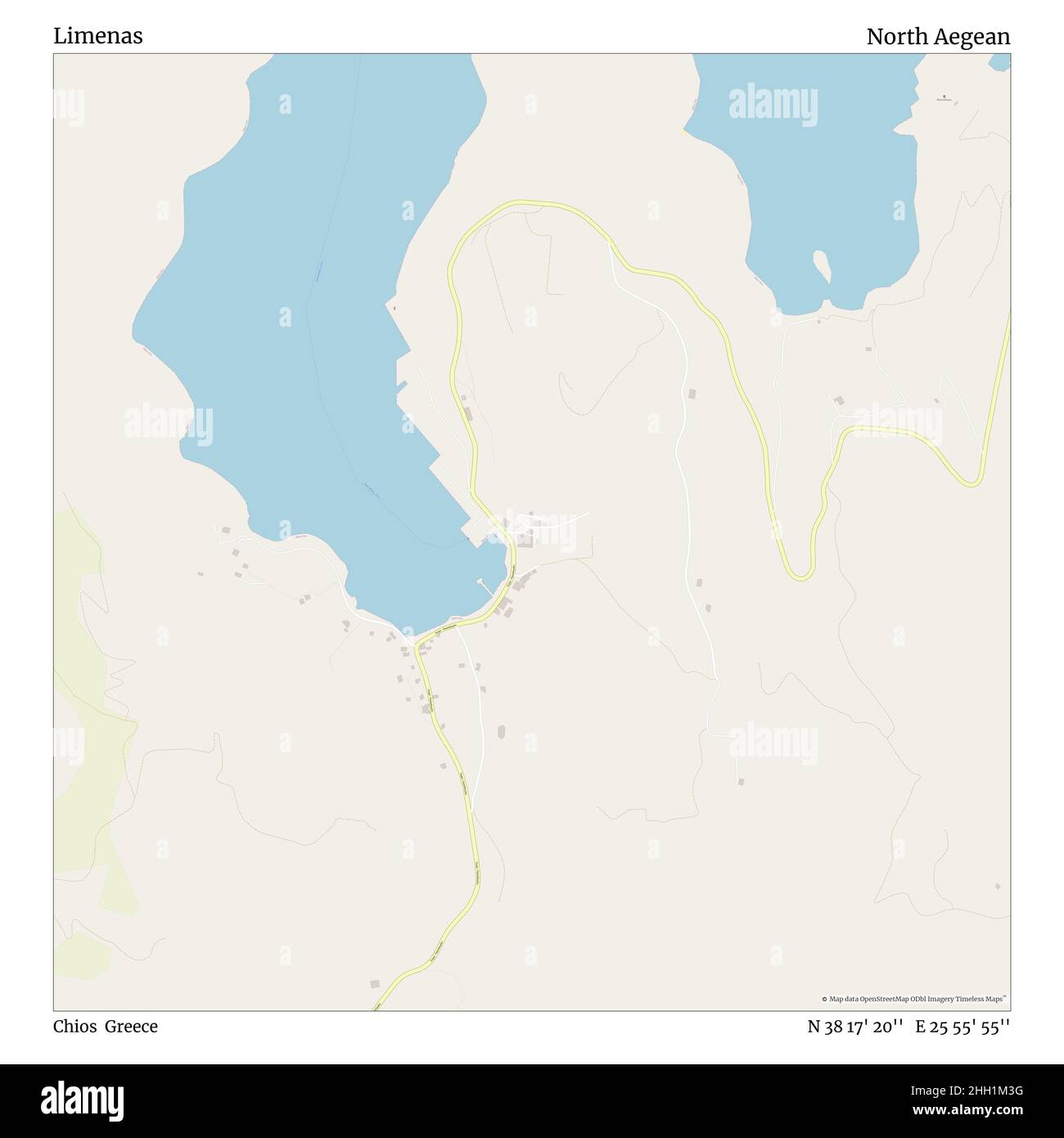 Limenas, Chios, Griechenland, Nordägäis, N 38 17' 20'', E 25 55' 55'', Karte, Timeless Map veröffentlicht im Jahr 2021. Reisende, Entdecker und Abenteurer wie Florence Nightingale, David Livingstone, Ernest Shackleton, Lewis and Clark und Sherlock Holmes haben sich bei der Planung von Reisen zu den entlegensten Ecken der Welt auf Karten verlassen.Timeless Maps kartiert die meisten Orte auf der Welt und zeigt die Verwirklichung großer Träume Stockfoto