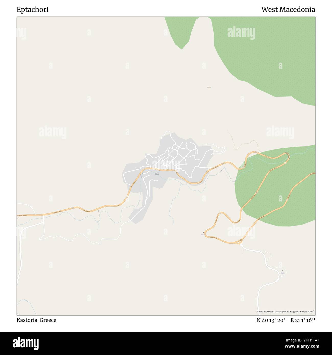 Eptachori, Kastoria, Griechenland, Westmakedonien, N 40 13' 20'', E 21 1' 16'', Karte, Timeless Map veröffentlicht im Jahr 2021. Reisende, Entdecker und Abenteurer wie Florence Nightingale, David Livingstone, Ernest Shackleton, Lewis and Clark und Sherlock Holmes haben sich bei der Planung von Reisen zu den entlegensten Ecken der Welt auf Karten verlassen.Timeless Maps kartiert die meisten Orte auf der Welt und zeigt die Verwirklichung großer Träume Stockfoto