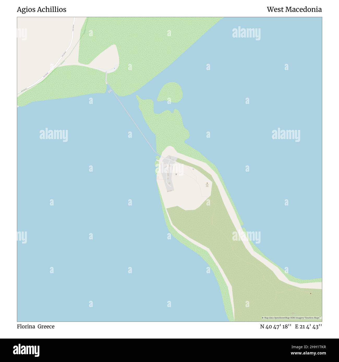 Agios Achillios, Florina, Griechenland, Westmakedonien, N 40 47' 18'', E 21 4' 43'', Karte, Zeitlose Karte veröffentlicht im Jahr 2021. Reisende, Entdecker und Abenteurer wie Florence Nightingale, David Livingstone, Ernest Shackleton, Lewis and Clark und Sherlock Holmes haben sich bei der Planung von Reisen zu den entlegensten Ecken der Welt auf Karten verlassen.Timeless Maps kartiert die meisten Orte auf der Welt und zeigt die Verwirklichung großer Träume Stockfoto