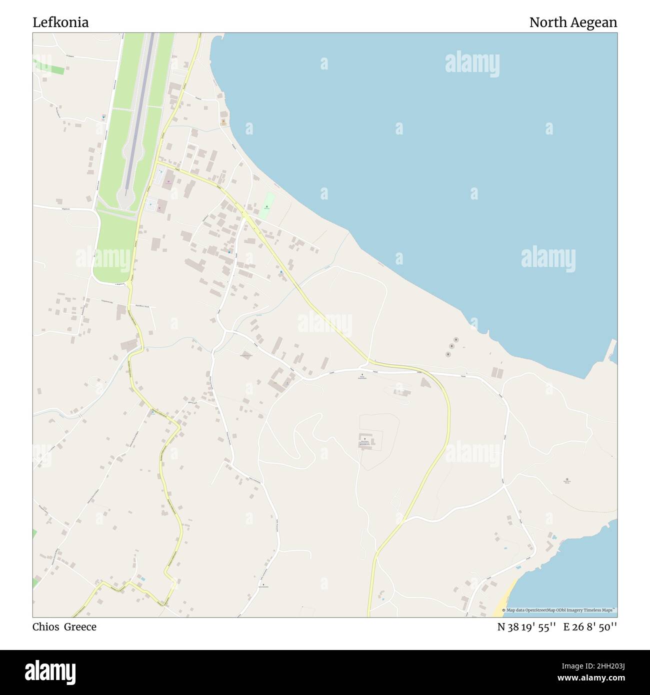 Lefkonia, Chios, Griechenland, Nordägäis, N 38 19' 55'', E 26 8' 50'', Karte, Timeless Map veröffentlicht im Jahr 2021. Reisende, Entdecker und Abenteurer wie Florence Nightingale, David Livingstone, Ernest Shackleton, Lewis and Clark und Sherlock Holmes haben sich bei der Planung von Reisen zu den entlegensten Ecken der Welt auf Karten verlassen.Timeless Maps kartiert die meisten Orte auf der Welt und zeigt die Verwirklichung großer Träume Stockfoto