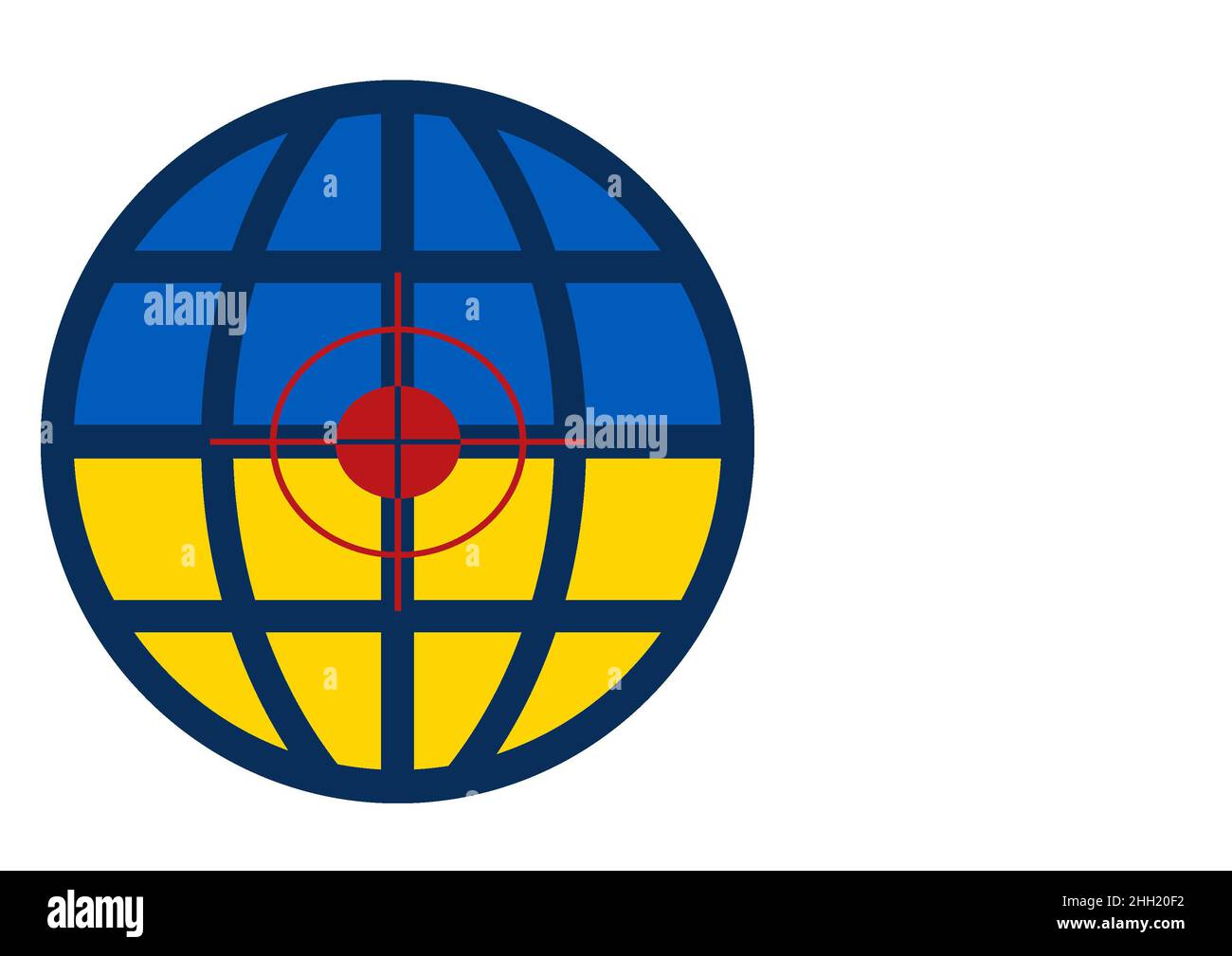 Russische und Ukraine Krieg, Ukraine Flaggen Farben und abstrakte Symbole Stockfoto