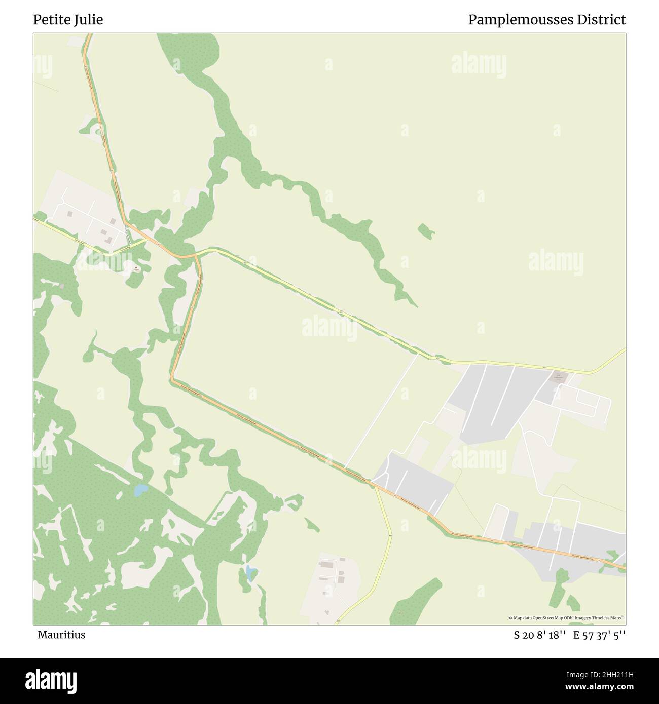 Petite Julie, Mauritius, Pamplemousses District, S 20 8' 18'', E 57 37' 5'', map, Timeless Map veröffentlicht im Jahr 2021. Reisende, Entdecker und Abenteurer wie Florence Nightingale, David Livingstone, Ernest Shackleton, Lewis and Clark und Sherlock Holmes haben sich bei der Planung von Reisen zu den entlegensten Ecken der Welt auf Karten verlassen.Timeless Maps kartiert die meisten Orte auf der Welt und zeigt die Verwirklichung großer Träume Stockfoto