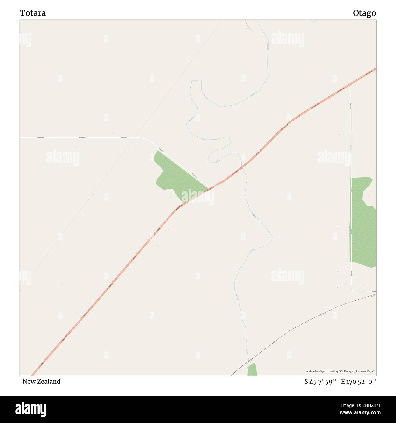 Totara, Neuseeland, Otago, S 45 7' 59'', E 170 52' 0'', map, Timeless Map veröffentlicht 2021. Reisende, Entdecker und Abenteurer wie Florence Nightingale, David Livingstone, Ernest Shackleton, Lewis and Clark und Sherlock Holmes haben sich bei der Planung von Reisen zu den entlegensten Ecken der Welt auf Karten verlassen.Timeless Maps kartiert die meisten Orte auf der Welt und zeigt die Verwirklichung großer Träume Stockfoto