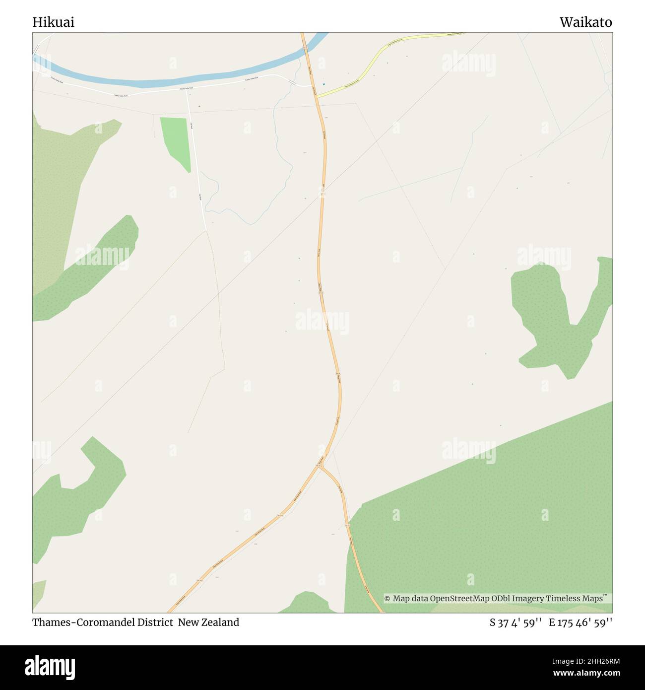 Hikuai, Thames-Coromandel District, Neuseeland, Waikato, S 37 4' 59'', E 175 46' 59'', map, Timeless Map veröffentlicht im Jahr 2021. Reisende, Entdecker und Abenteurer wie Florence Nightingale, David Livingstone, Ernest Shackleton, Lewis and Clark und Sherlock Holmes haben sich bei der Planung von Reisen zu den entlegensten Ecken der Welt auf Karten verlassen.Timeless Maps kartiert die meisten Orte auf der Welt und zeigt die Verwirklichung großer Träume Stockfoto