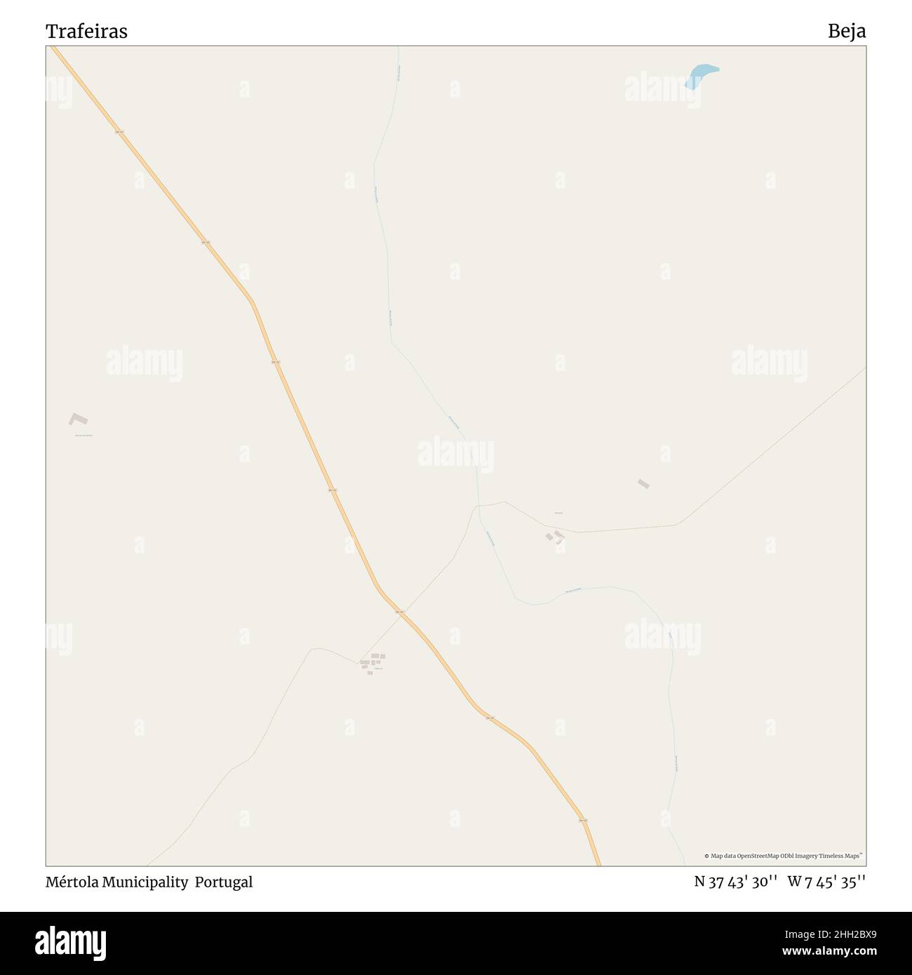 Trafeiras, Gemeinde Mértola, Portugal, Beja, N 37 43' 30'', W 7 45' 35'', map, Timeless Map veröffentlicht im Jahr 2021. Reisende, Entdecker und Abenteurer wie Florence Nightingale, David Livingstone, Ernest Shackleton, Lewis and Clark und Sherlock Holmes haben sich bei der Planung von Reisen zu den entlegensten Ecken der Welt auf Karten verlassen.Timeless Maps kartiert die meisten Orte auf der Welt und zeigt die Verwirklichung großer Träume Stockfoto