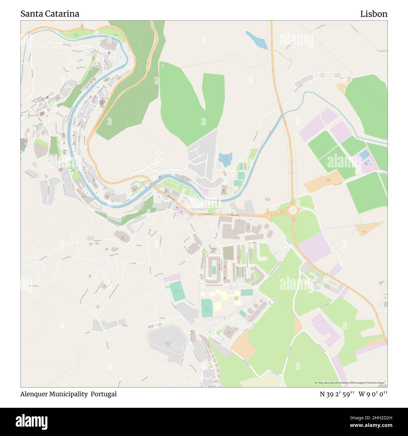 Santa Catarina, Gemeinde Alenquer, Portugal, Lissabon, N 39 2' 59'', W 9 0' 0'', map, Timeless Map veröffentlicht im Jahr 2021. Reisende, Entdecker und Abenteurer wie Florence Nightingale, David Livingstone, Ernest Shackleton, Lewis and Clark und Sherlock Holmes haben sich bei der Planung von Reisen zu den entlegensten Ecken der Welt auf Karten verlassen.Timeless Maps kartiert die meisten Orte auf der Welt und zeigt die Verwirklichung großer Träume Stockfoto