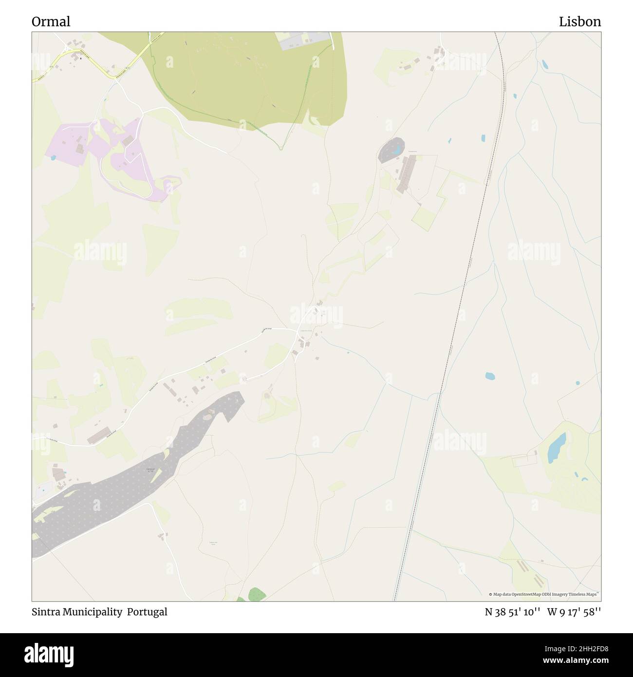 Ormal, Gemeinde Sintra, Portugal, Lissabon, N 38 51' 10'', W 9 17' 58'', map, Timeless Map veröffentlicht im Jahr 2021. Reisende, Entdecker und Abenteurer wie Florence Nightingale, David Livingstone, Ernest Shackleton, Lewis and Clark und Sherlock Holmes haben sich bei der Planung von Reisen zu den entlegensten Ecken der Welt auf Karten verlassen.Timeless Maps kartiert die meisten Orte auf der Welt und zeigt die Verwirklichung großer Träume Stockfoto