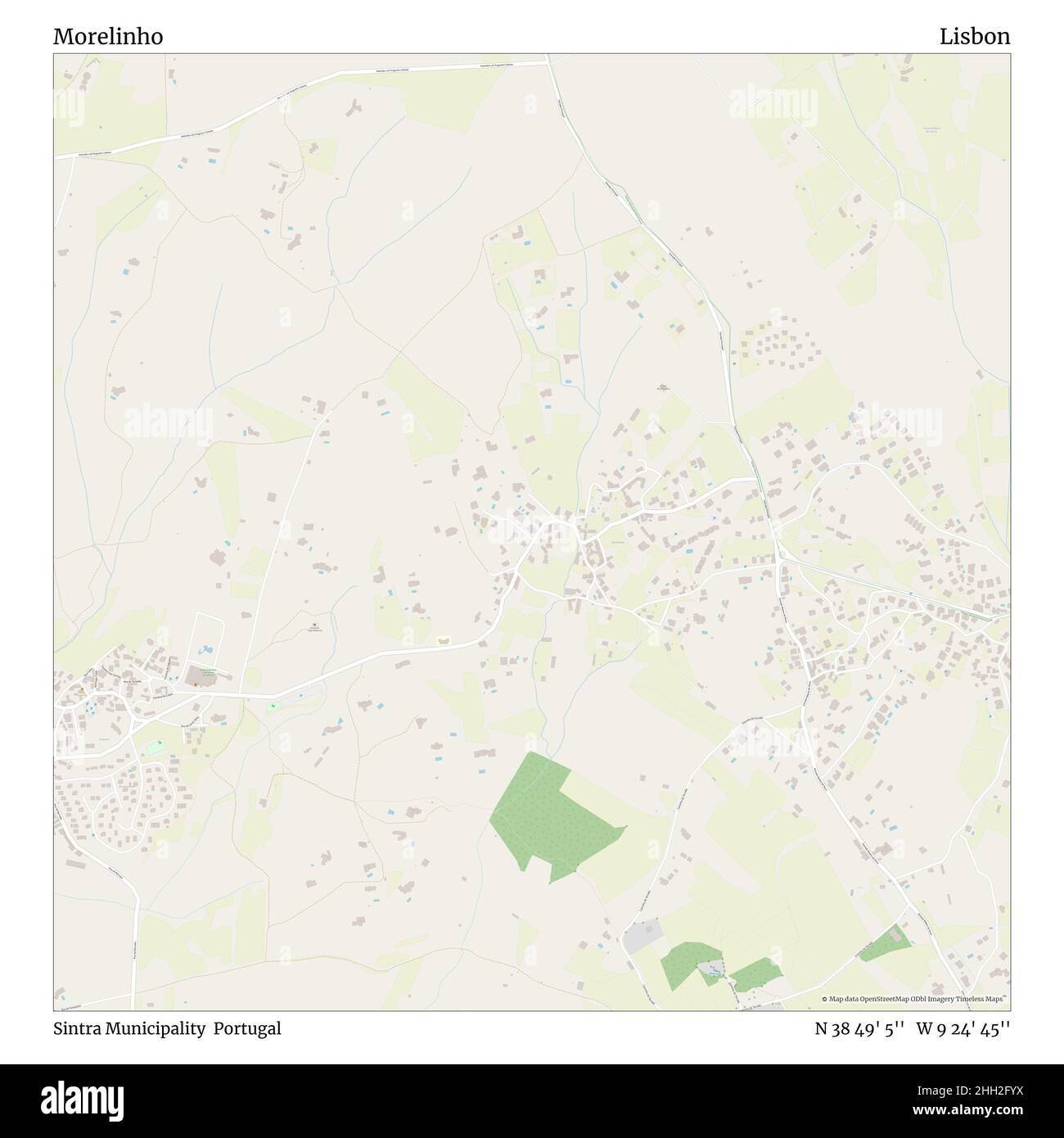 Morelinho, Gemeinde Sintra, Portugal, Lissabon, N 38 49' 5'', W 9 24' 45'', map, Timeless Map veröffentlicht im Jahr 2021. Reisende, Entdecker und Abenteurer wie Florence Nightingale, David Livingstone, Ernest Shackleton, Lewis and Clark und Sherlock Holmes haben sich bei der Planung von Reisen zu den entlegensten Ecken der Welt auf Karten verlassen.Timeless Maps kartiert die meisten Orte auf der Welt und zeigt die Verwirklichung großer Träume Stockfoto