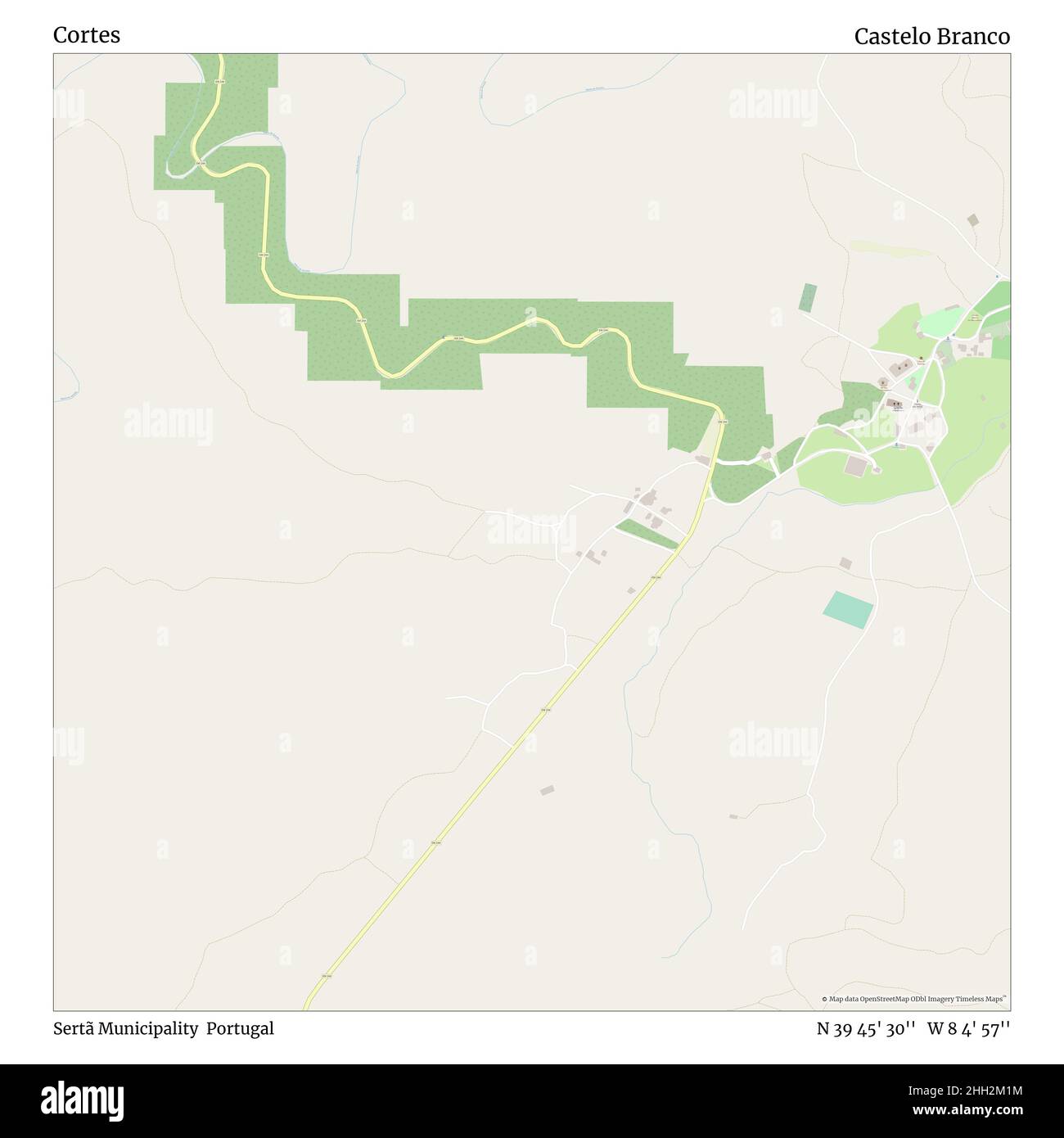 Cortes, Gemeinde Sertã, Portugal, Castelo Branco, N 39 45' 30'', W 8 4' 57'', map, Timeless Map veröffentlicht im Jahr 2021. Reisende, Entdecker und Abenteurer wie Florence Nightingale, David Livingstone, Ernest Shackleton, Lewis and Clark und Sherlock Holmes haben sich bei der Planung von Reisen zu den entlegensten Ecken der Welt auf Karten verlassen.Timeless Maps kartiert die meisten Orte auf der Welt und zeigt die Verwirklichung großer Träume Stockfoto