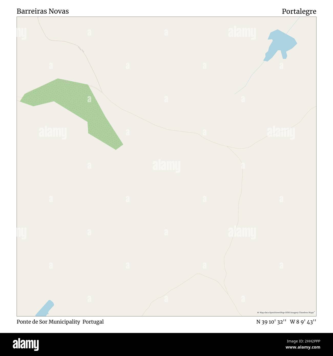 Barreiras Novas, Gemeinde Ponte de Sor, Portugal, Portalegre, N 39 10' 32'', W 8 9' 43'', map, Timeless Map veröffentlicht im Jahr 2021. Reisende, Entdecker und Abenteurer wie Florence Nightingale, David Livingstone, Ernest Shackleton, Lewis and Clark und Sherlock Holmes haben sich bei der Planung von Reisen zu den entlegensten Ecken der Welt auf Karten verlassen.Timeless Maps kartiert die meisten Orte auf der Welt und zeigt die Verwirklichung großer Träume Stockfoto