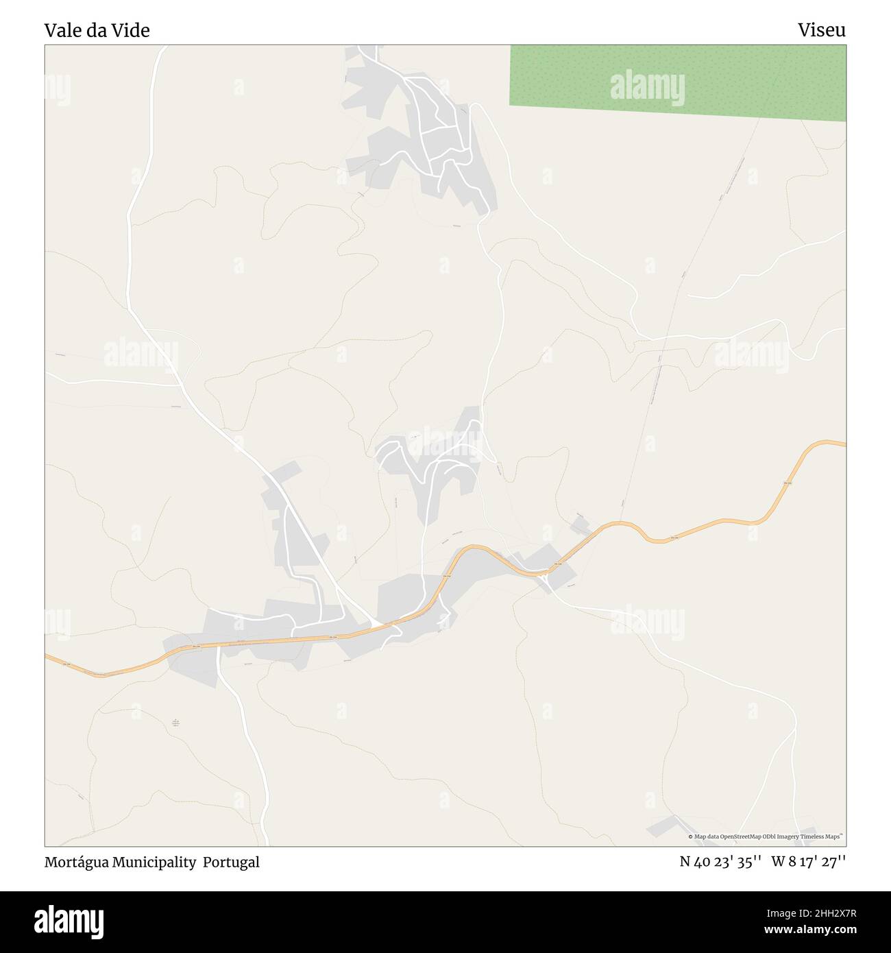 Vale da Vide, Gemeinde Mortágua, Portugal, Viseu, N 40 23' 35'', W 8 17' 27'', map, Timeless Map veröffentlicht im Jahr 2021. Reisende, Entdecker und Abenteurer wie Florence Nightingale, David Livingstone, Ernest Shackleton, Lewis and Clark und Sherlock Holmes haben sich bei der Planung von Reisen zu den entlegensten Ecken der Welt auf Karten verlassen.Timeless Maps kartiert die meisten Orte auf der Welt und zeigt die Verwirklichung großer Träume Stockfoto