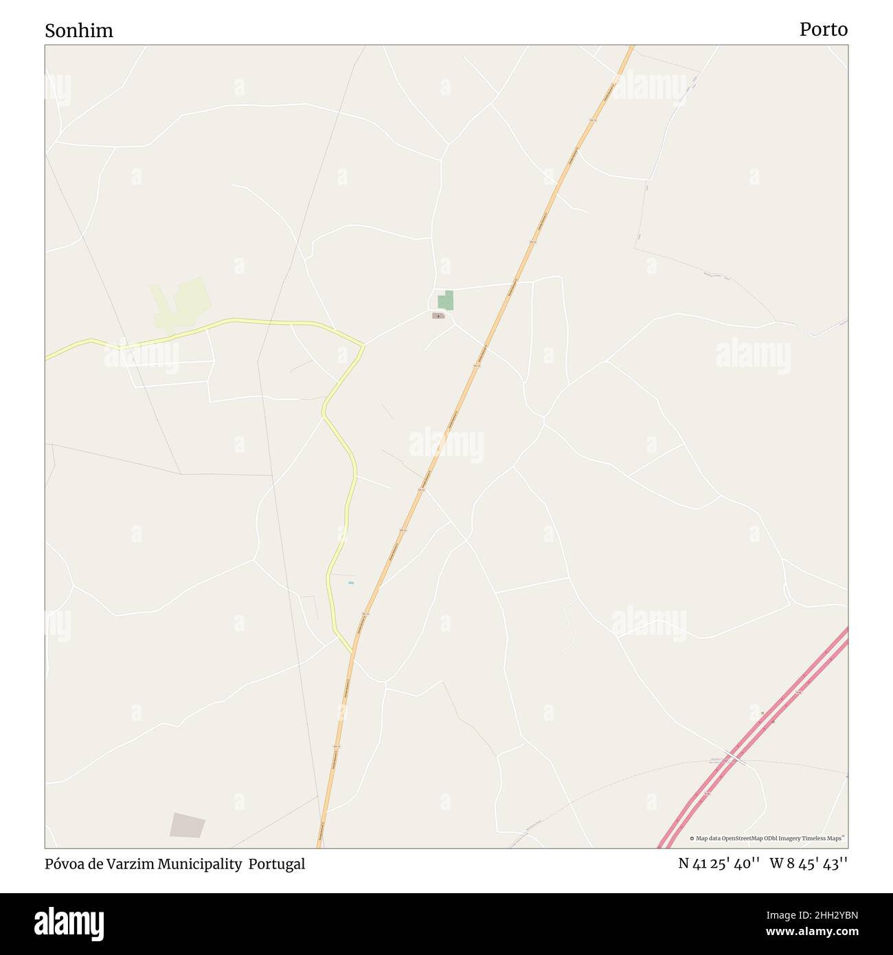 Sonhim, Gemeinde Póvoa de Varzim, Portugal, Porto, N 41 25' 40'', W 8 45' 43'', map, Timeless Map veröffentlicht im Jahr 2021. Reisende, Entdecker und Abenteurer wie Florence Nightingale, David Livingstone, Ernest Shackleton, Lewis and Clark und Sherlock Holmes haben sich bei der Planung von Reisen zu den entlegensten Ecken der Welt auf Karten verlassen.Timeless Maps kartiert die meisten Orte auf der Welt und zeigt die Verwirklichung großer Träume Stockfoto