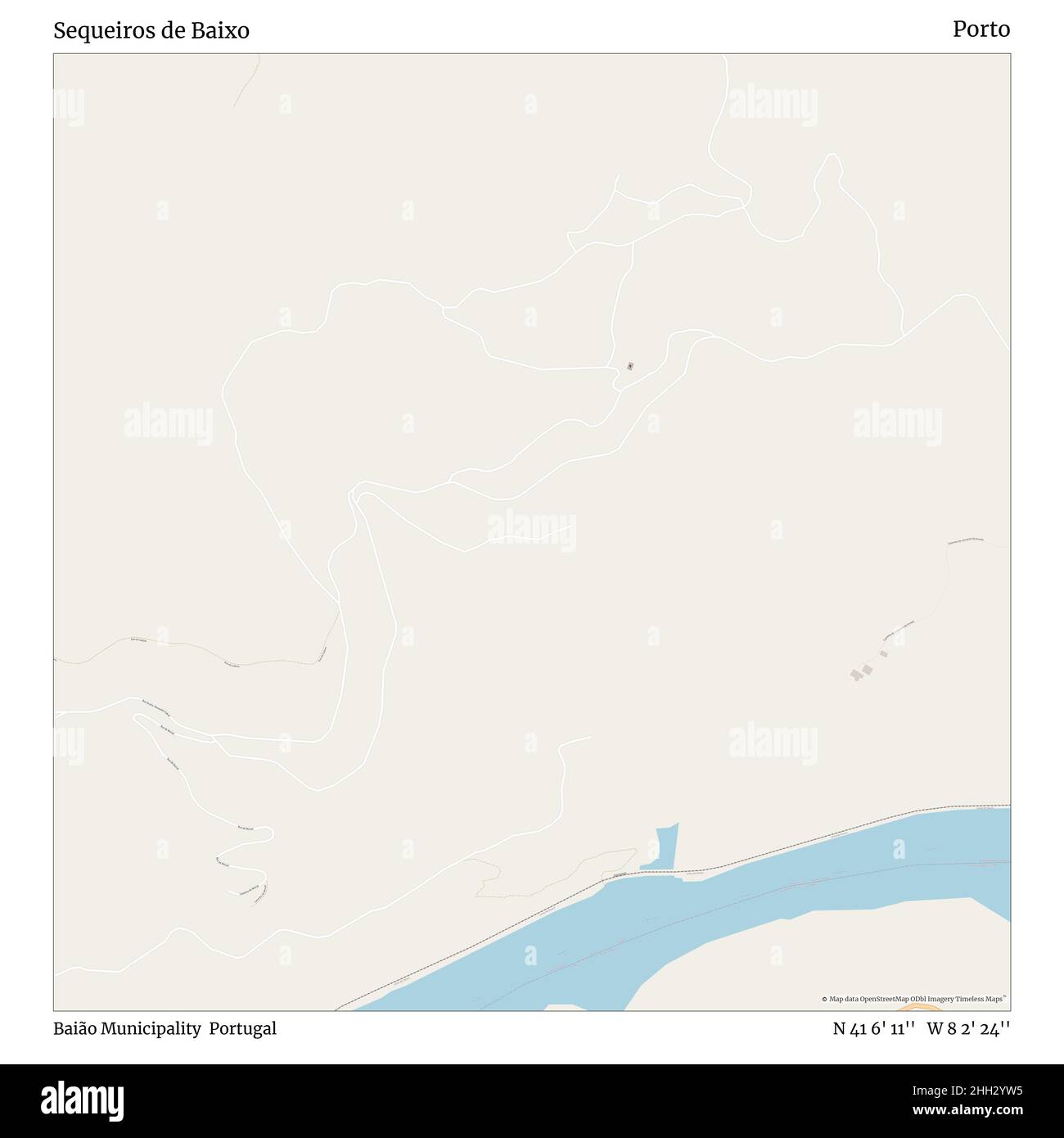 Sequeiros de Baixo, Gemeinde Baião, Portugal, Porto, N 41 6' 11'', W 8 2' 24'', Karte, Timeless Map veröffentlicht 2021. Reisende, Entdecker und Abenteurer wie Florence Nightingale, David Livingstone, Ernest Shackleton, Lewis and Clark und Sherlock Holmes haben sich bei der Planung von Reisen zu den entlegensten Ecken der Welt auf Karten verlassen.Timeless Maps kartiert die meisten Orte auf der Welt und zeigt die Verwirklichung großer Träume Stockfoto