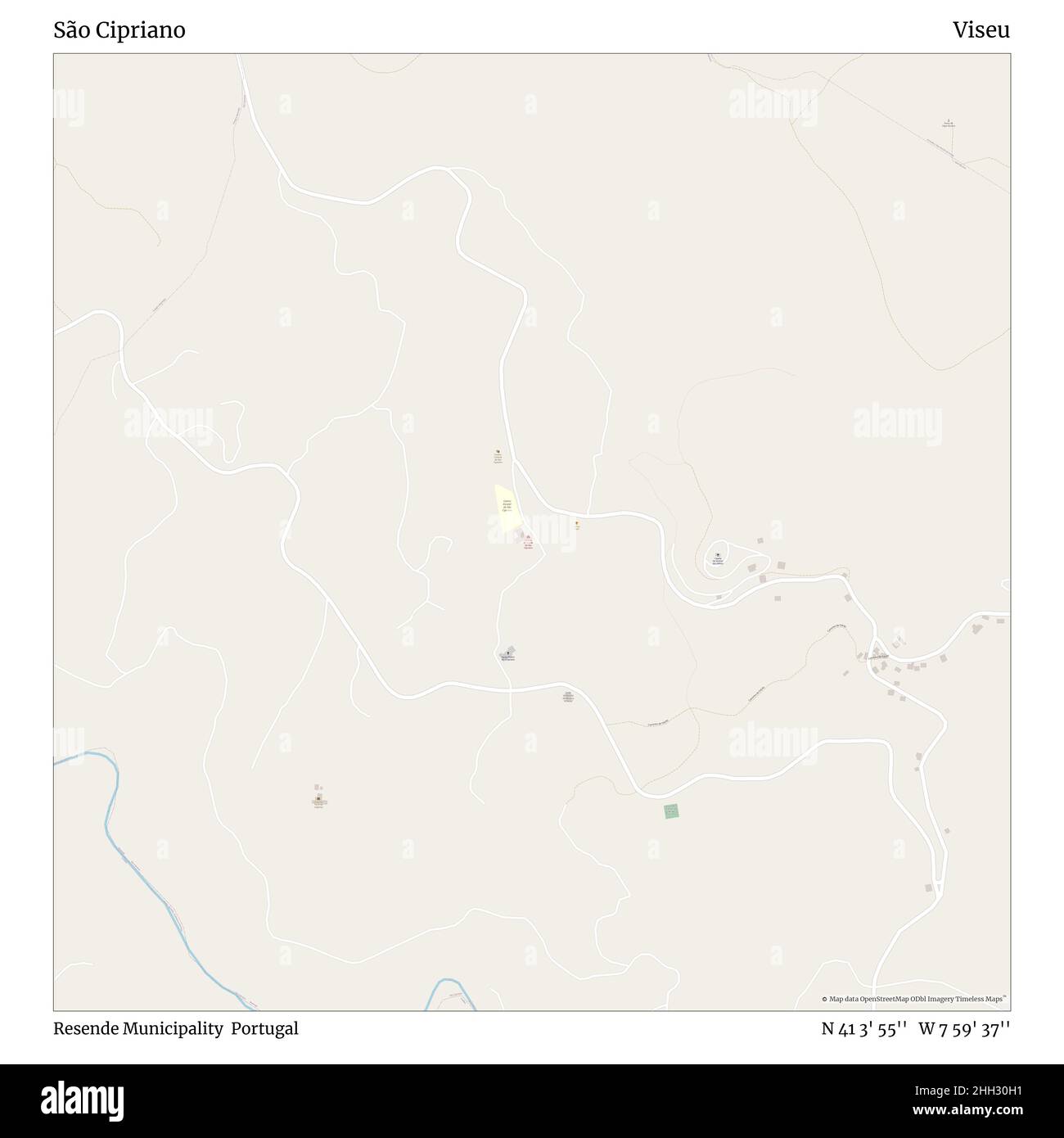 São Cipriano, Gemeinde Resende, Portugal, Viseu, N 41 3' 55'', W 7 59' 37'', map, Timeless Map veröffentlicht im Jahr 2021. Reisende, Entdecker und Abenteurer wie Florence Nightingale, David Livingstone, Ernest Shackleton, Lewis and Clark und Sherlock Holmes haben sich bei der Planung von Reisen zu den entlegensten Ecken der Welt auf Karten verlassen.Timeless Maps kartiert die meisten Orte auf der Welt und zeigt die Verwirklichung großer Träume Stockfoto