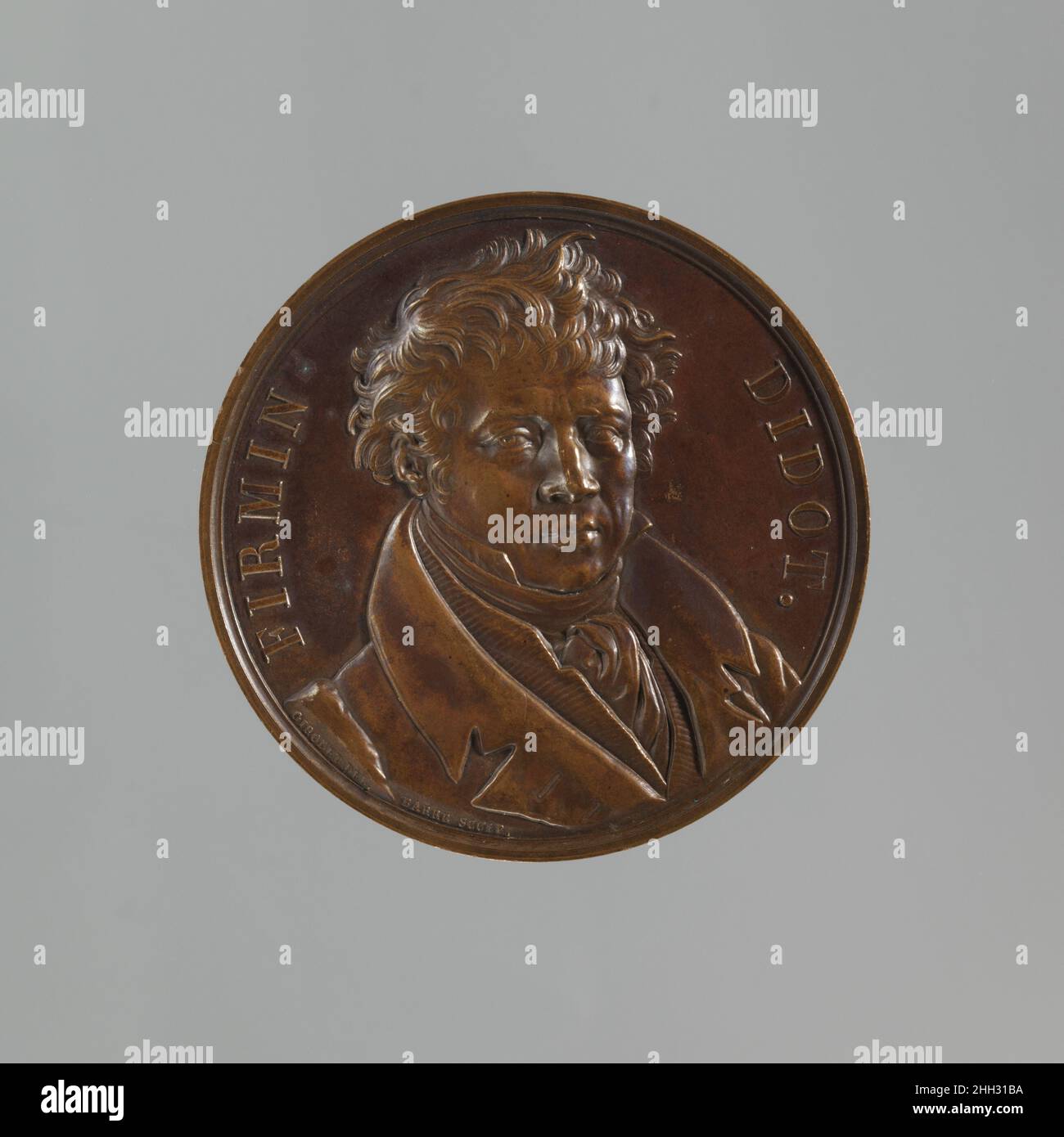 Firmin Didot (1764-1836) ca. 1835 Jean-Jacques Barre Firmin-Didot ist eine Pariser Druckerei, die von einer Dynastie von Verlagen geführt wird, von denen der berühmteste Firmin (1764-1836) war, der das Familienunternehmen 1789 erbte und es zusammen mit seinem Bruder Pierre (1760-1853) leitete. Um die Wende des 19. Jahrhunderts begannen die Brüder, reich gebundene und illustrierte Ausgaben von Texten von Racine, Virgil und Horace zu veröffentlichen, die als Louvre-Ausgaben bekannt sind. Die französische Malerin Anne-Louis Girodet-Trioson gehörte zu den Künstlern aus dem Atelier von Jacques-Louis David, die mit der Produktion von Illustrationen für t beauftragt wurden Stockfoto