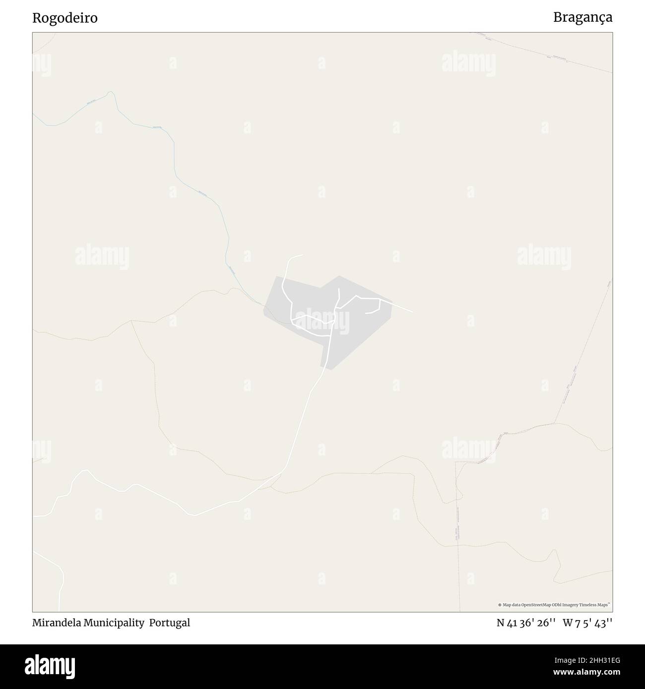 Rogodeiro, Gemeinde Mirandela, Portugal, Bragança, N 41 36' 26'', W 7 5' 43'', map, Timeless Map veröffentlicht im Jahr 2021. Reisende, Entdecker und Abenteurer wie Florence Nightingale, David Livingstone, Ernest Shackleton, Lewis and Clark und Sherlock Holmes haben sich bei der Planung von Reisen zu den entlegensten Ecken der Welt auf Karten verlassen.Timeless Maps kartiert die meisten Orte auf der Welt und zeigt die Verwirklichung großer Träume Stockfoto